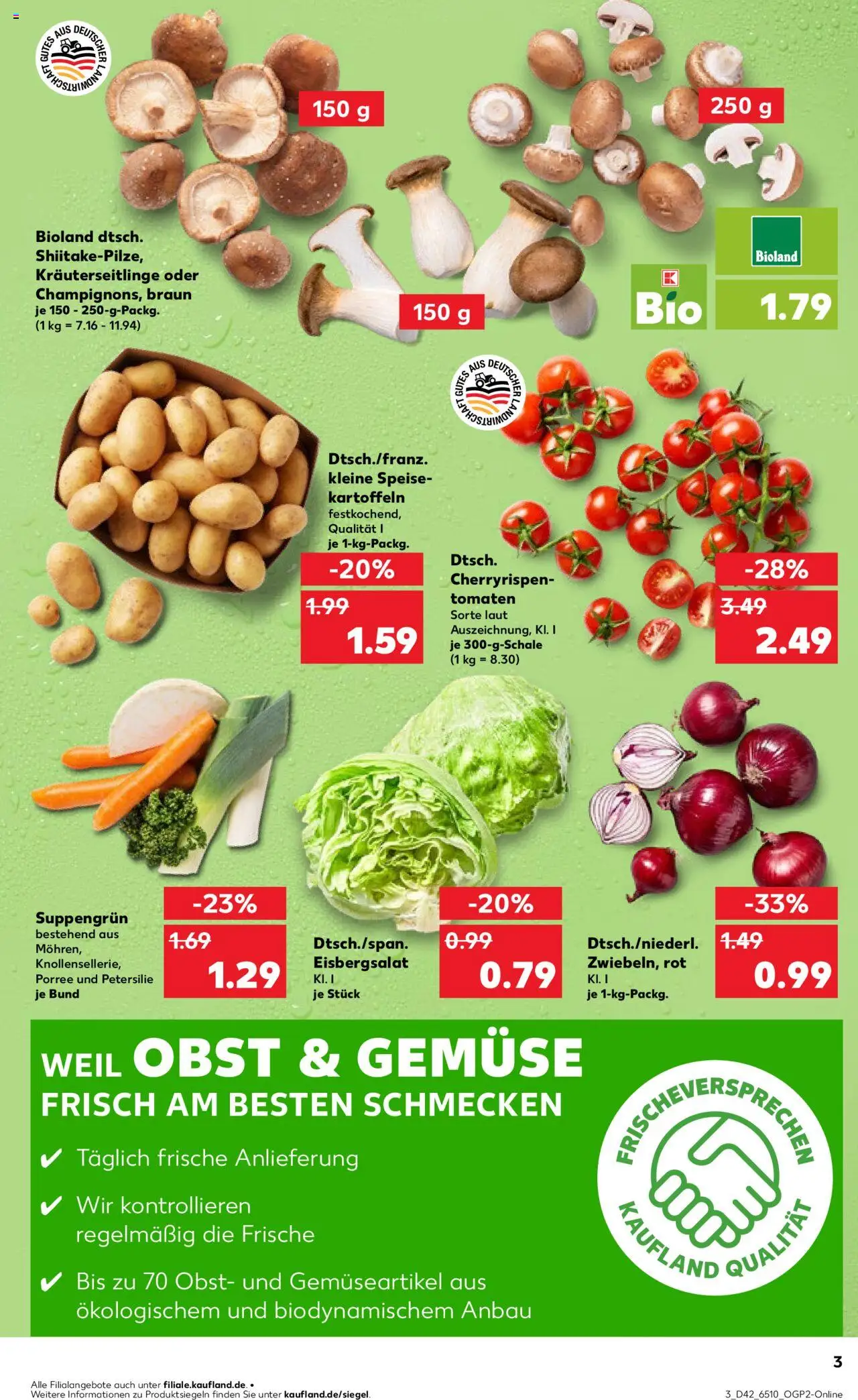 Kaufland prospekt Bremen	 – gültig ab 16.10.2025 | Seite: 3 | Produkte: Tomaten, Eisbergsalat, Gemüse, Obst