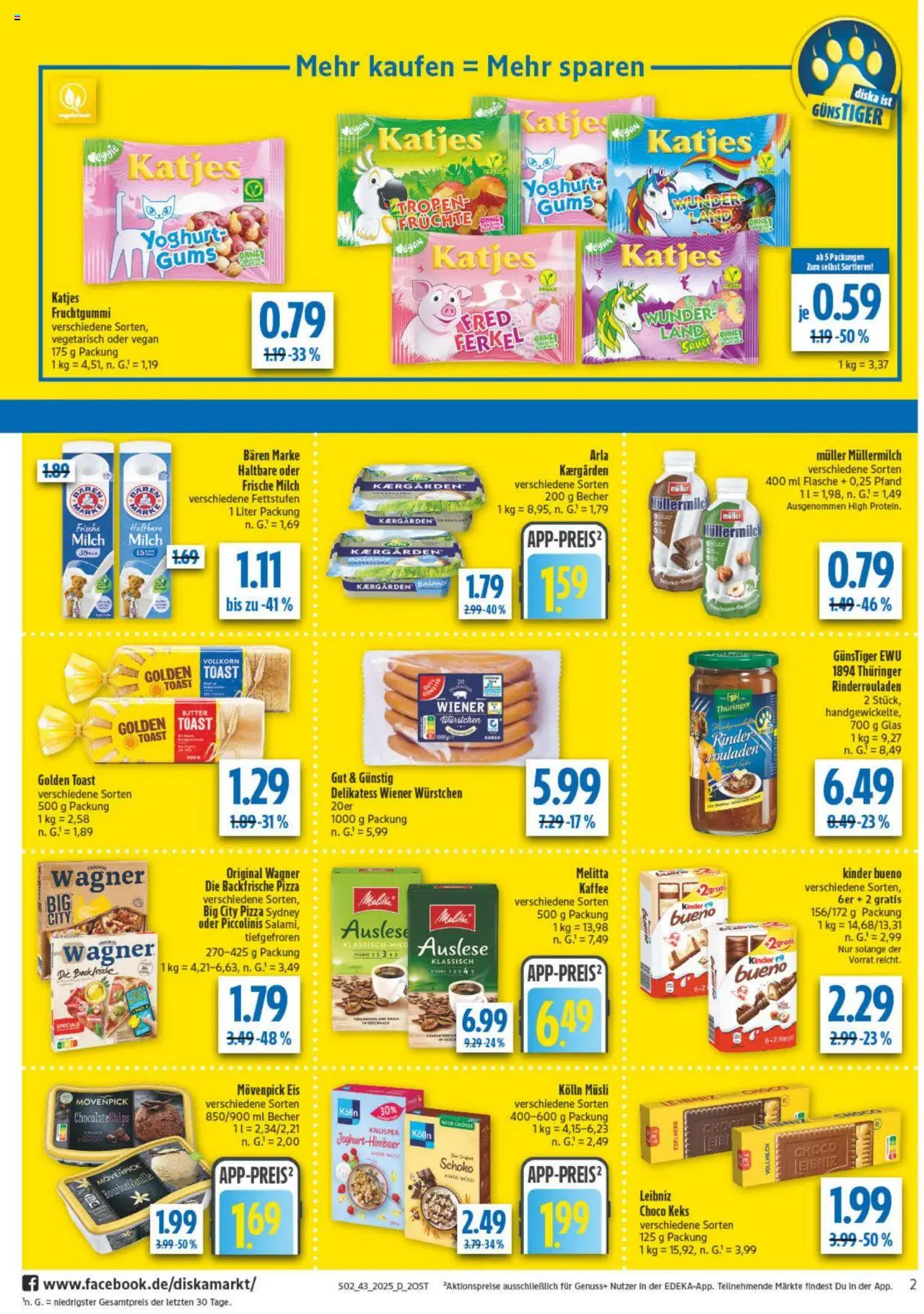 Diska - Diska Angebote Sachsen-Thüringen KW43 – gültig ab 20.10.2025 | Seite: 2 | Produkte: Müllermilch, Pizza, Bourbon, Eis
