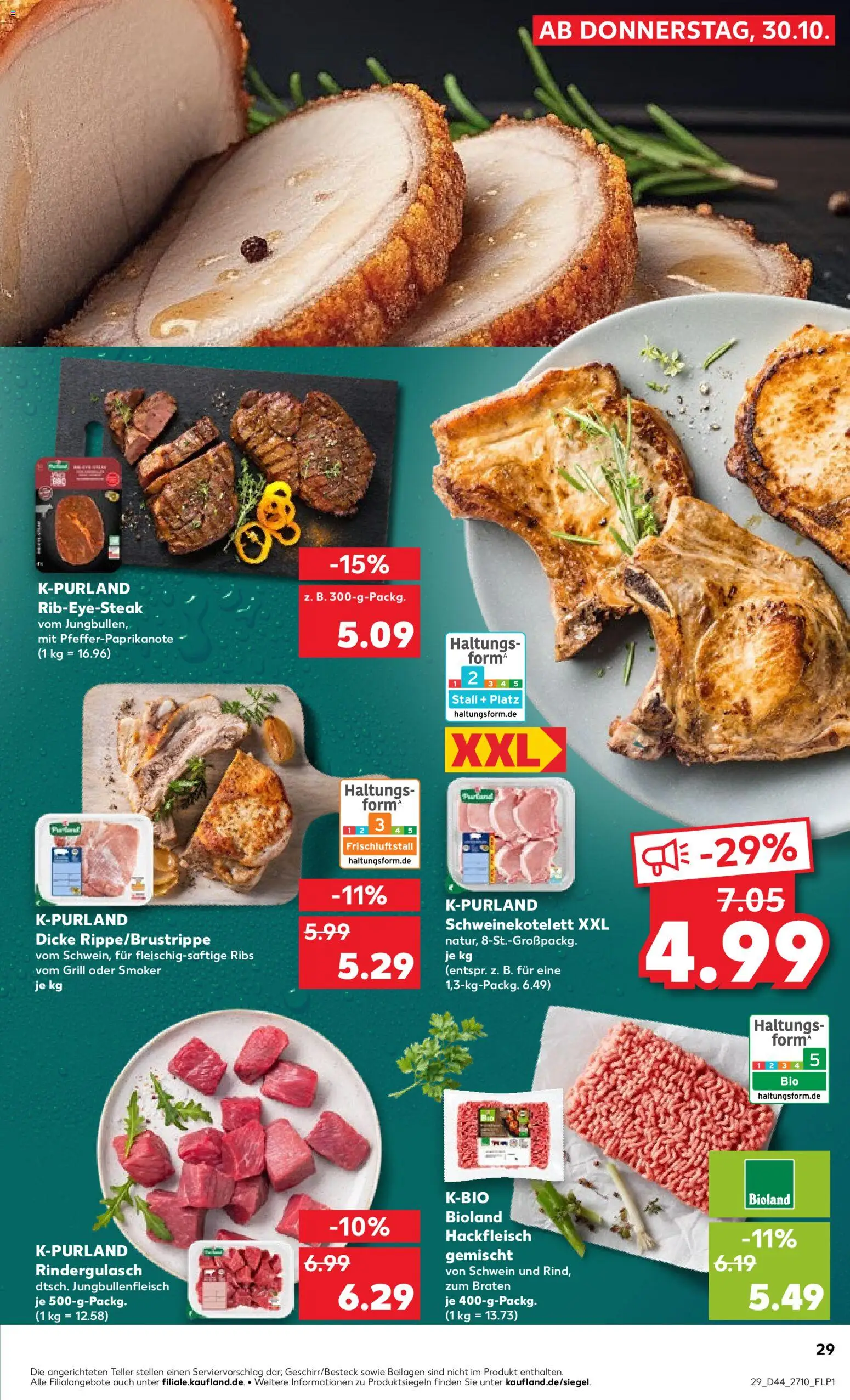Kaufland prospekt Zeitz	 – gültig ab 30.10.2025 | Seite: 29 | Produkte: Grill, Rindergulasch, Steak, Hackfleisch