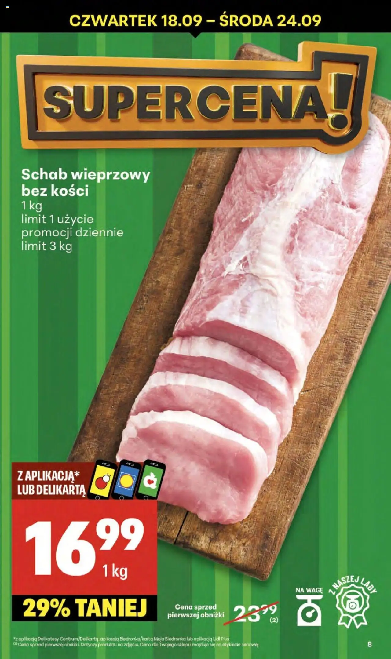 Delikatesy Centrum Gazetka - Sklepy Własne od 18.09.2025 | Strona: 8 | Produkty: Schab, Schab wieprzowy, Schab wieprzowy bez kości, Delikatesy