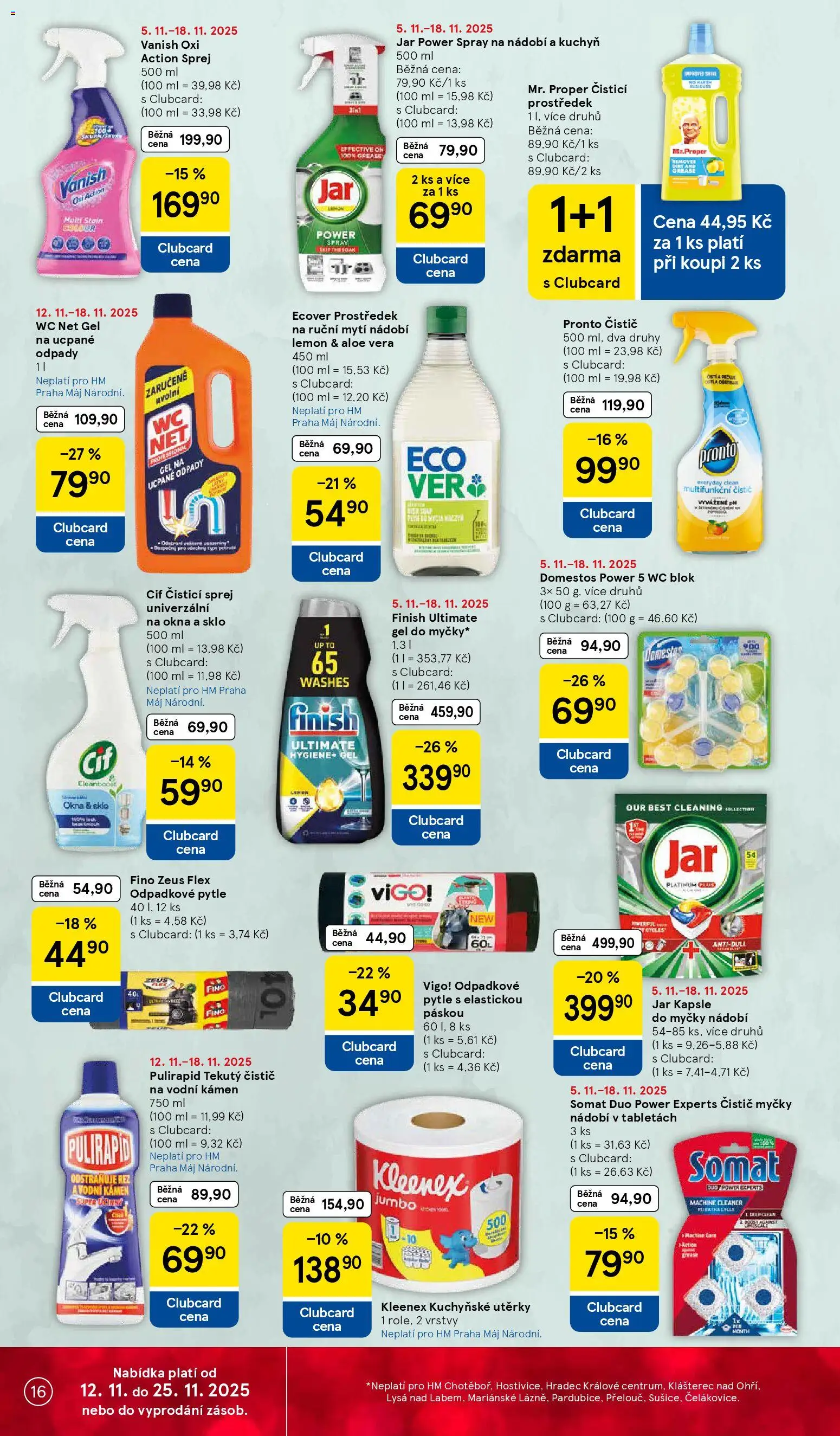 Tesco leták - Hypermarket od 12.11.2025 | Strana: 16 | Produkty: Čistič myčky, Pronto, Kuchyňské utěrky, Somat