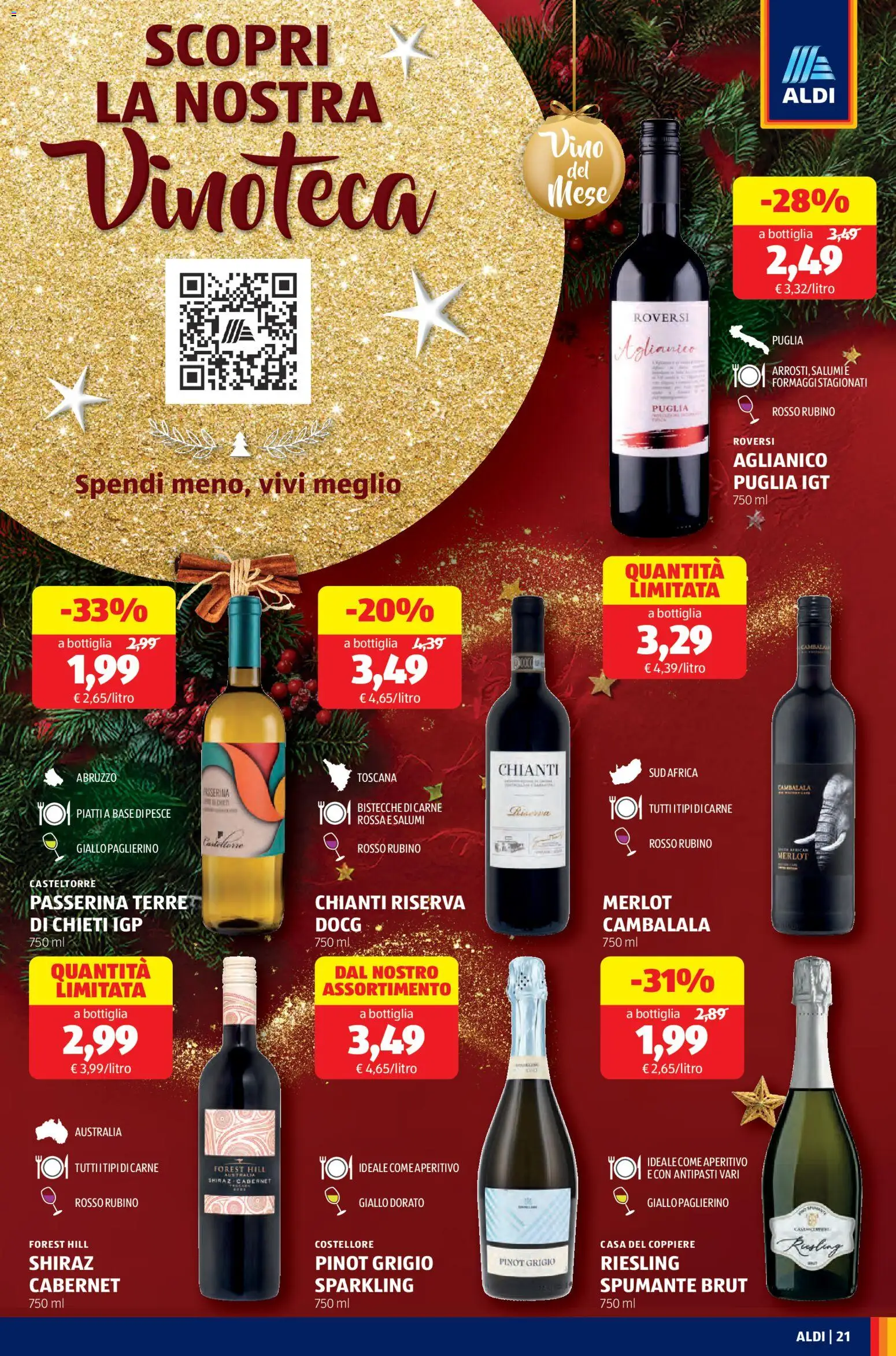 Volantino Aldi del 01.12.2025 | Pagina: 21 | Prodotti: Pesce, Vino, Spumante, Bottiglia