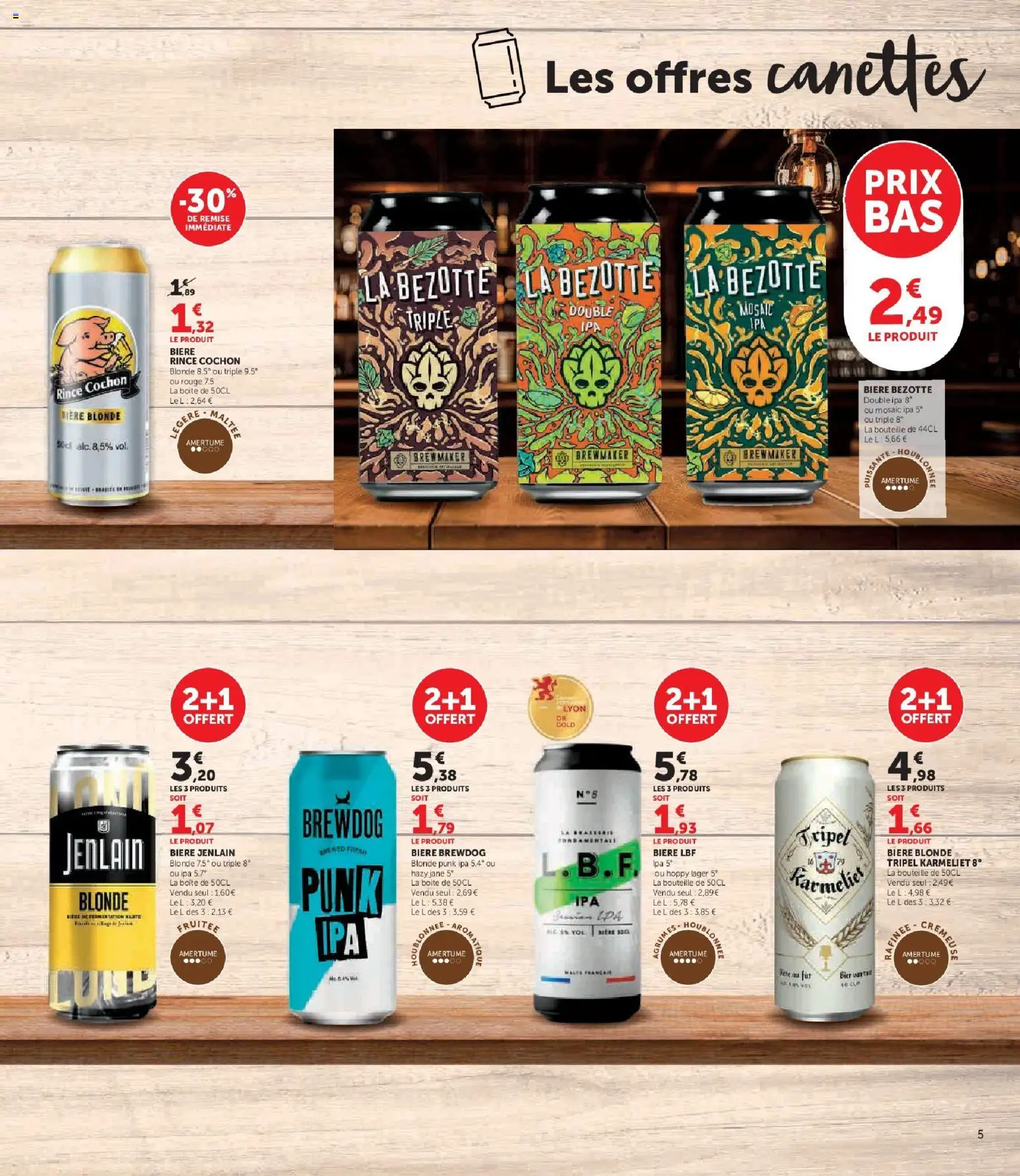 {H1} | Page: 5 | Produits: Bière blonde, Bière