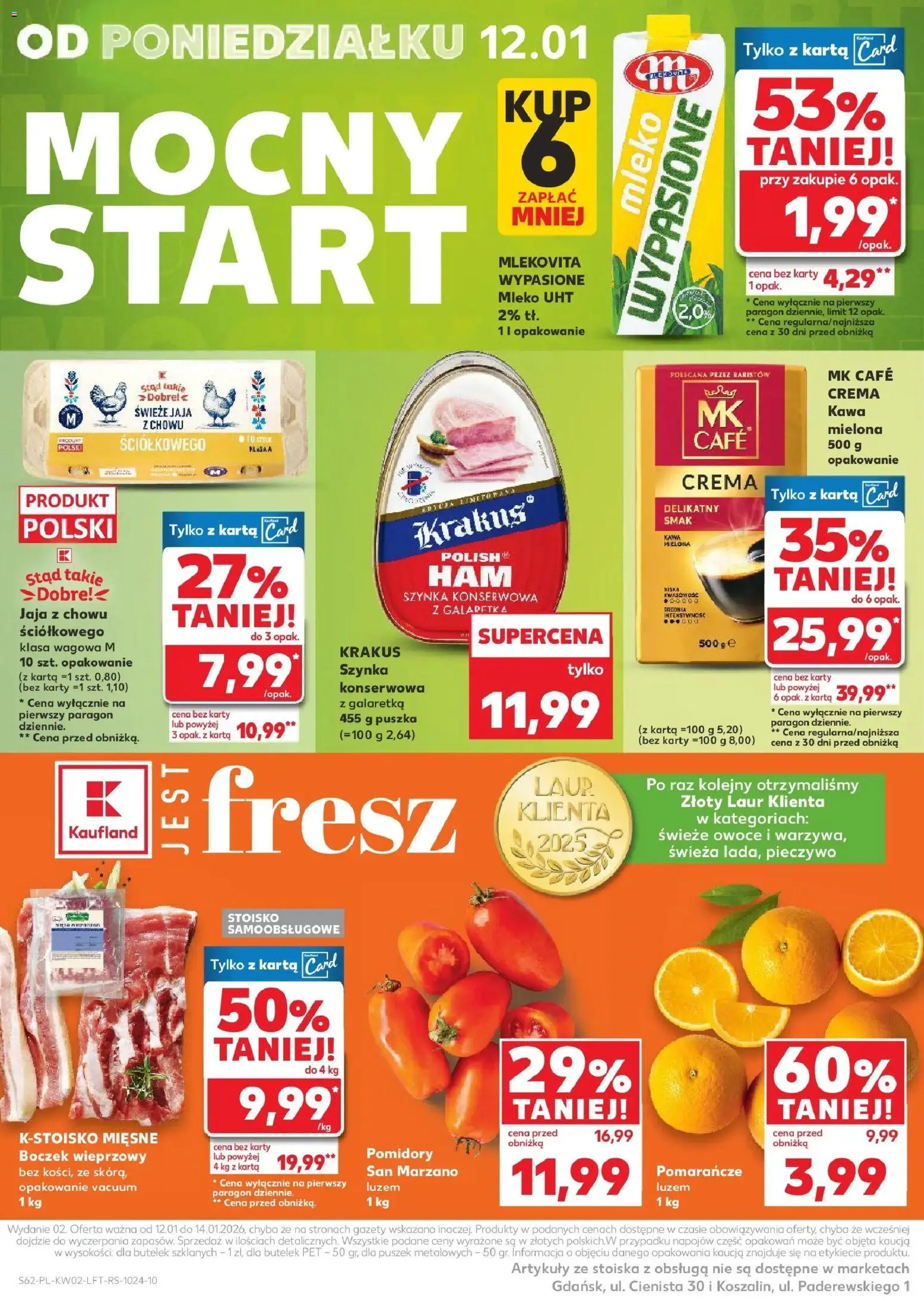 Kaufland gazetka od 08.01.2026 | Strona: 62 | Produkty: Pieczywo, Galaretka, Szynka, Pomarańcze