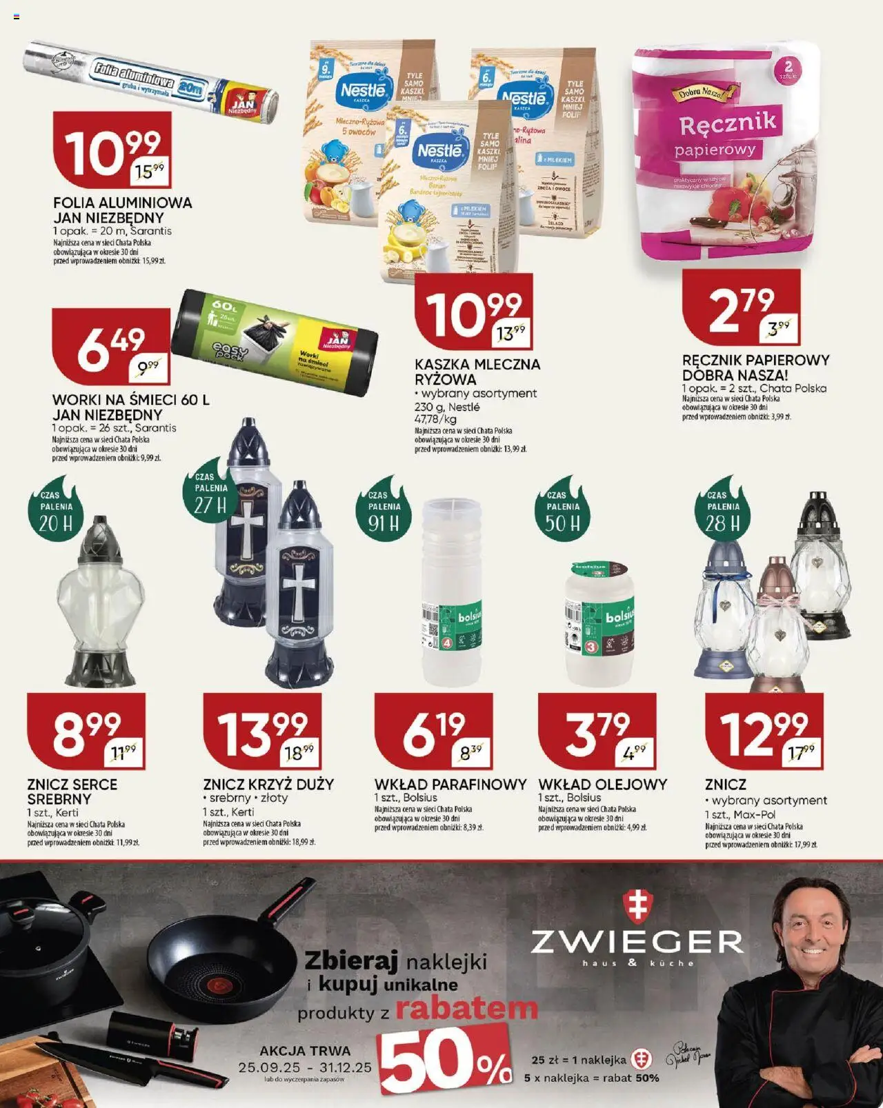 Chata Polska Gazetka od 09.10.2025 | Strona: 19 | Produkty: Kaszka mleczna, Naklejki, Banan, Ręcznik papierowy