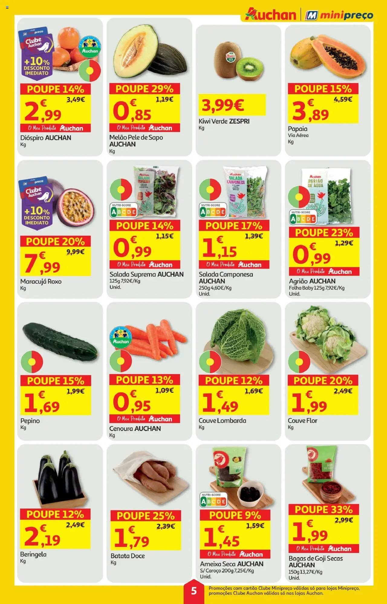 Minipreço folheto │ válido de 02.10.2025 | Página: 5 | Produtos: Batata, Agrião, Kiwi, Cenoura