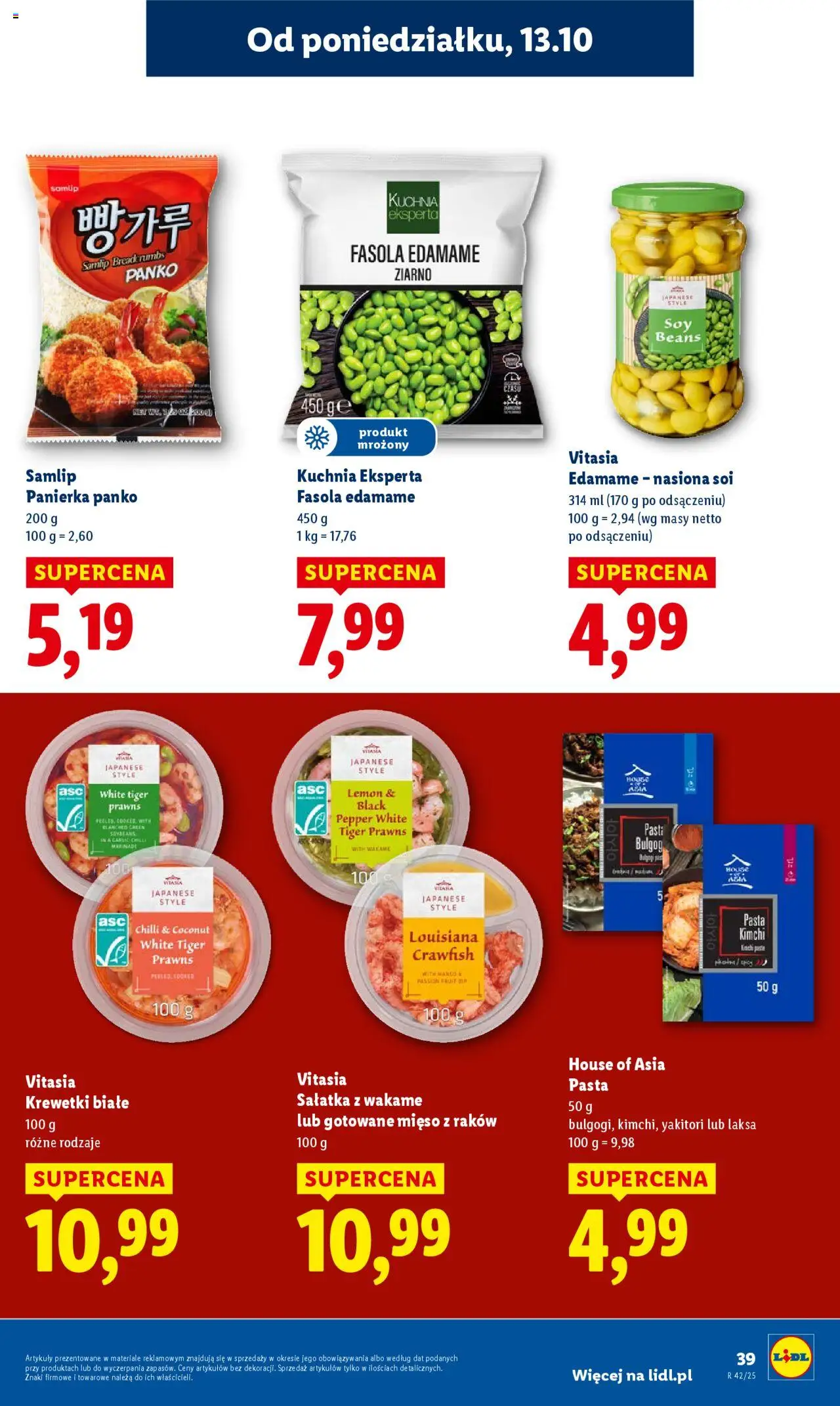 Lidl Gazetka od 13.10.2025 | Strona: 39 | Produkty: Wakame, Krewetki białe, Nasiona, Panierka panko