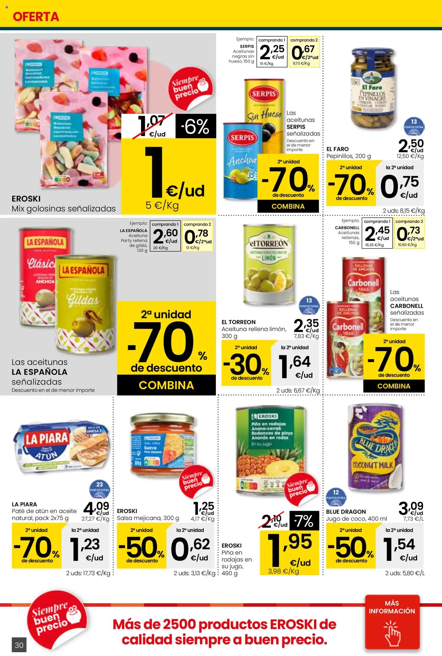 Eroski - Quieres ahorrar conmigo Center │ válido desde el 26.03.2026 | Página: 30 | Productos: Aceite, Jugo, Paté, Δεξαμενή