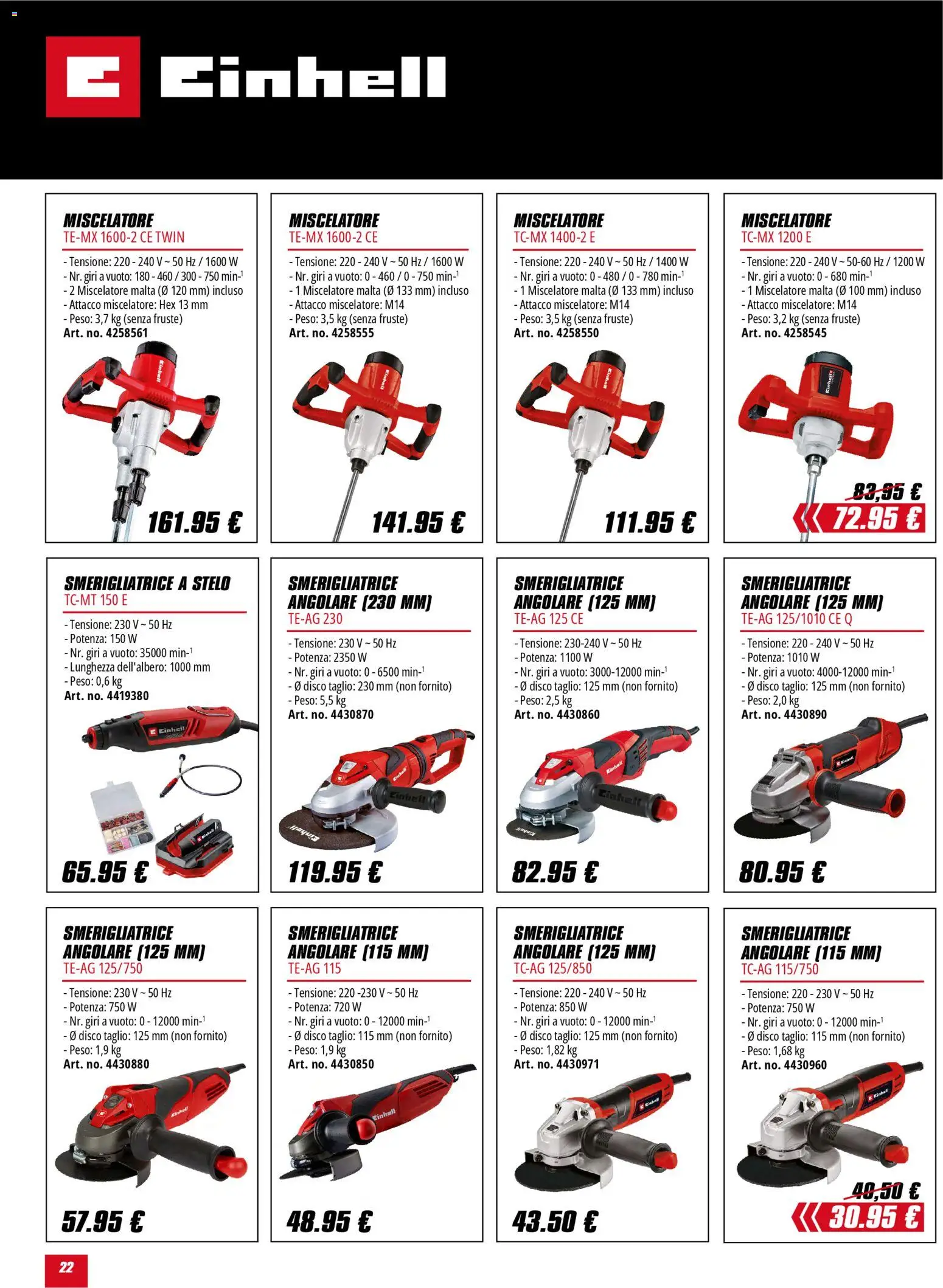 Volantino Einhell del 02.02.2026 | Pagina: 22 | Prodotti: Miscelatore, Disco, Smerigliatrice