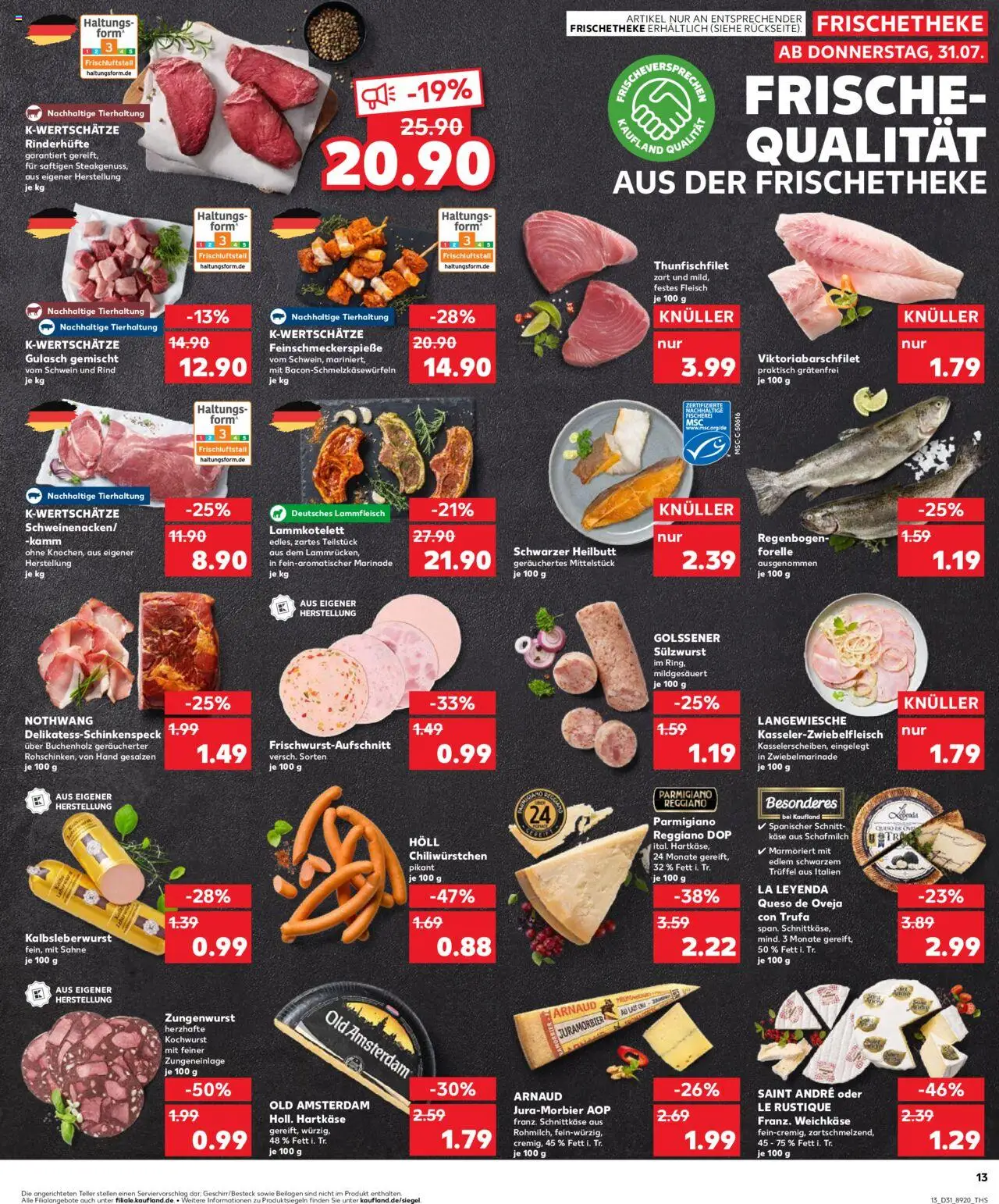 Kaufland Prospekt 	 - gültig ab dem 31.07.2025 | Seite: 13 | Produkte: Käse, Gulasch, Chili, Sahne