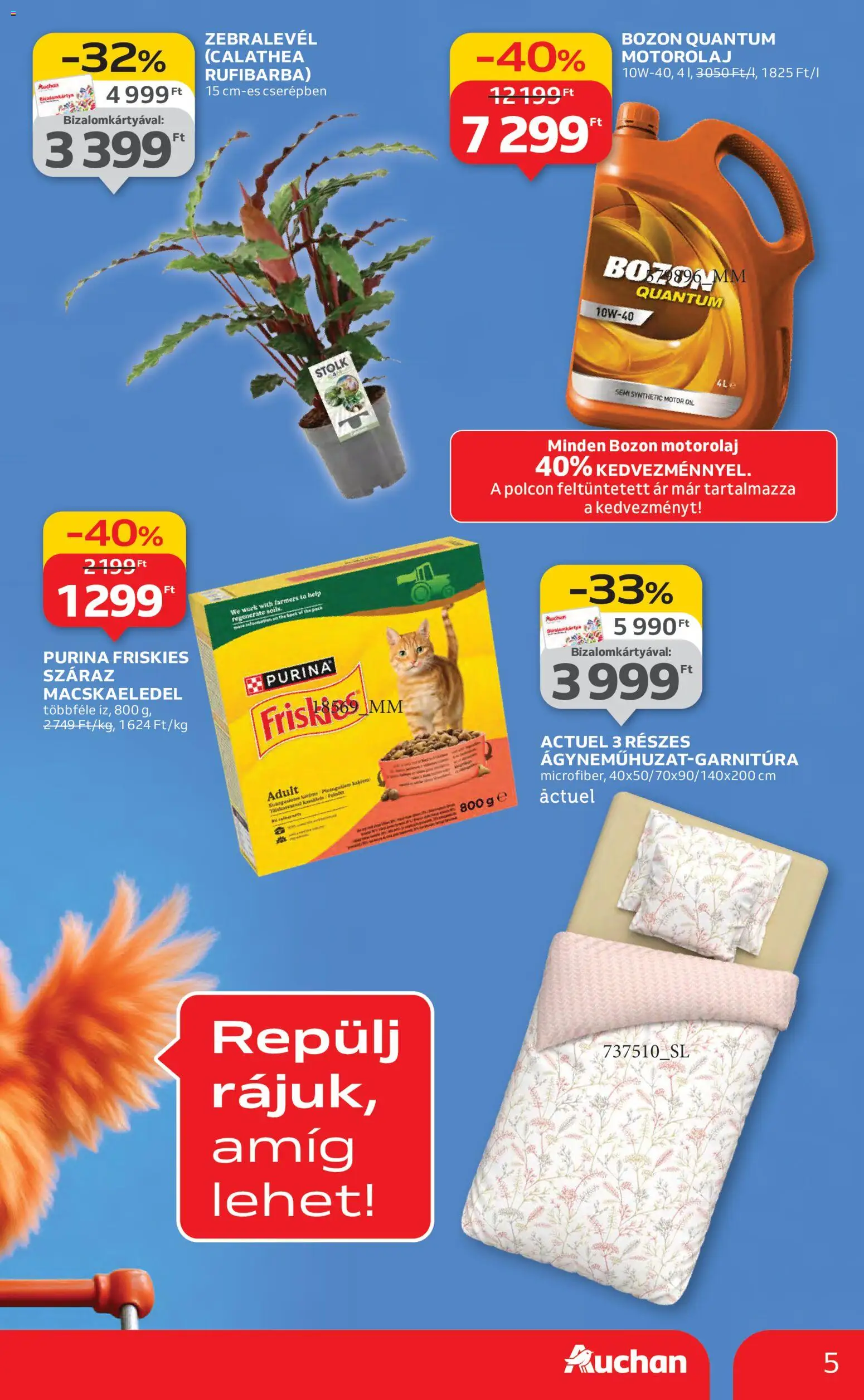Auchan akciós ujság - amely érvényes a következő dátumtól: 22.01.2026 | Oldal: 5 | Termékek: Macskaeledel, Motorolaj