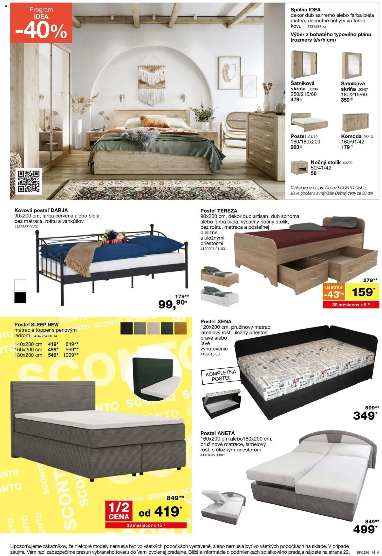 Nové Sconto nábytok akcie – leták je platný od 21.01.2026 | Strana: 14 | Produkty: Matrac, Posteľ, Šatníková skriňa, Skriňa