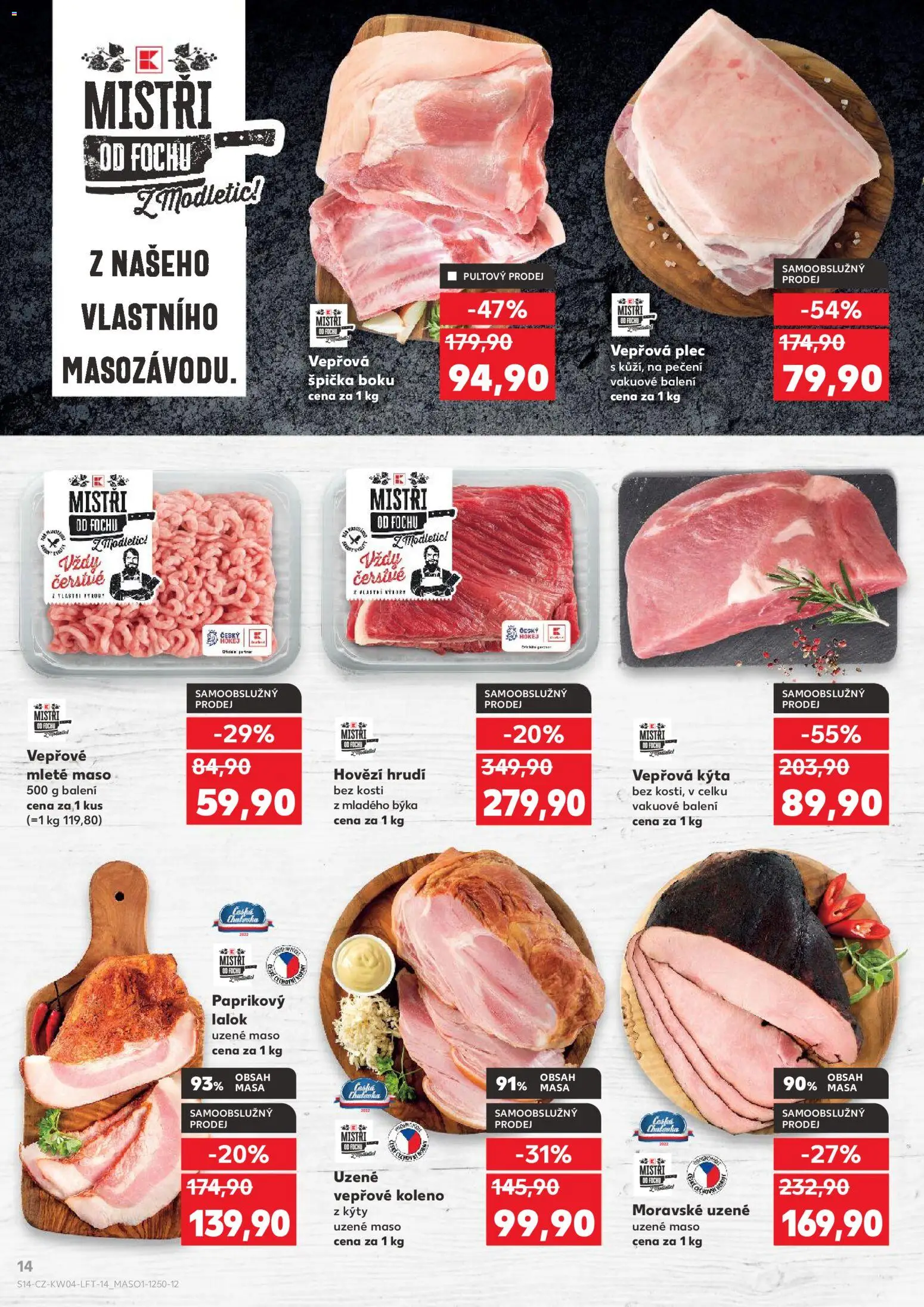 Kaufland leták - Kolín od 21.01.2026 | Strana: 14 | Produkty: Vepřové koleno, Uzené maso, Hovězí, Moravské uzené