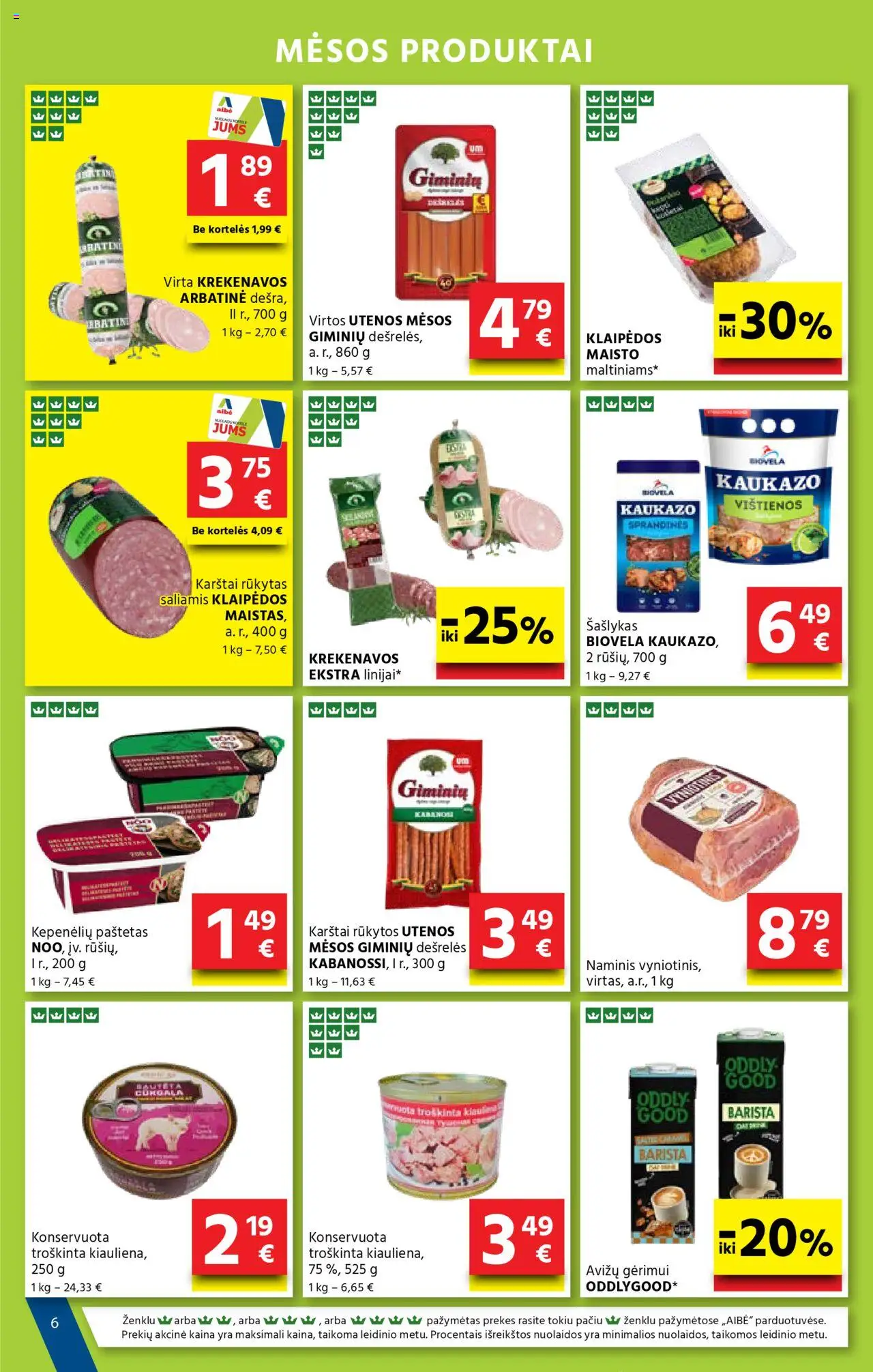 AIBE leidinys│galioja nuo 07.08.2025 | Puslapis: 6 | Prekių: Vištienos, Dešrelės, Saliamis