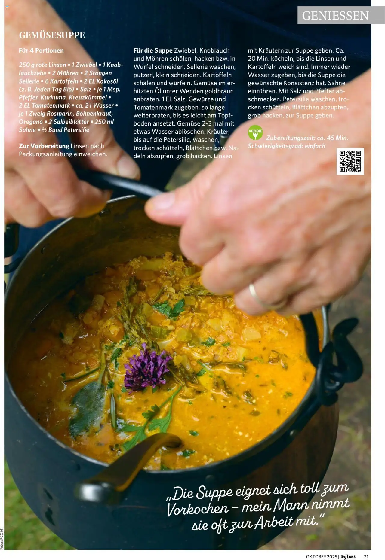 Famila Nordwest myTime Oktober 2025 – gültig ab 01.10.2025 | Seite: 21 | Produkte: Kartoffeln, Wasser, Petersilie, Sahne