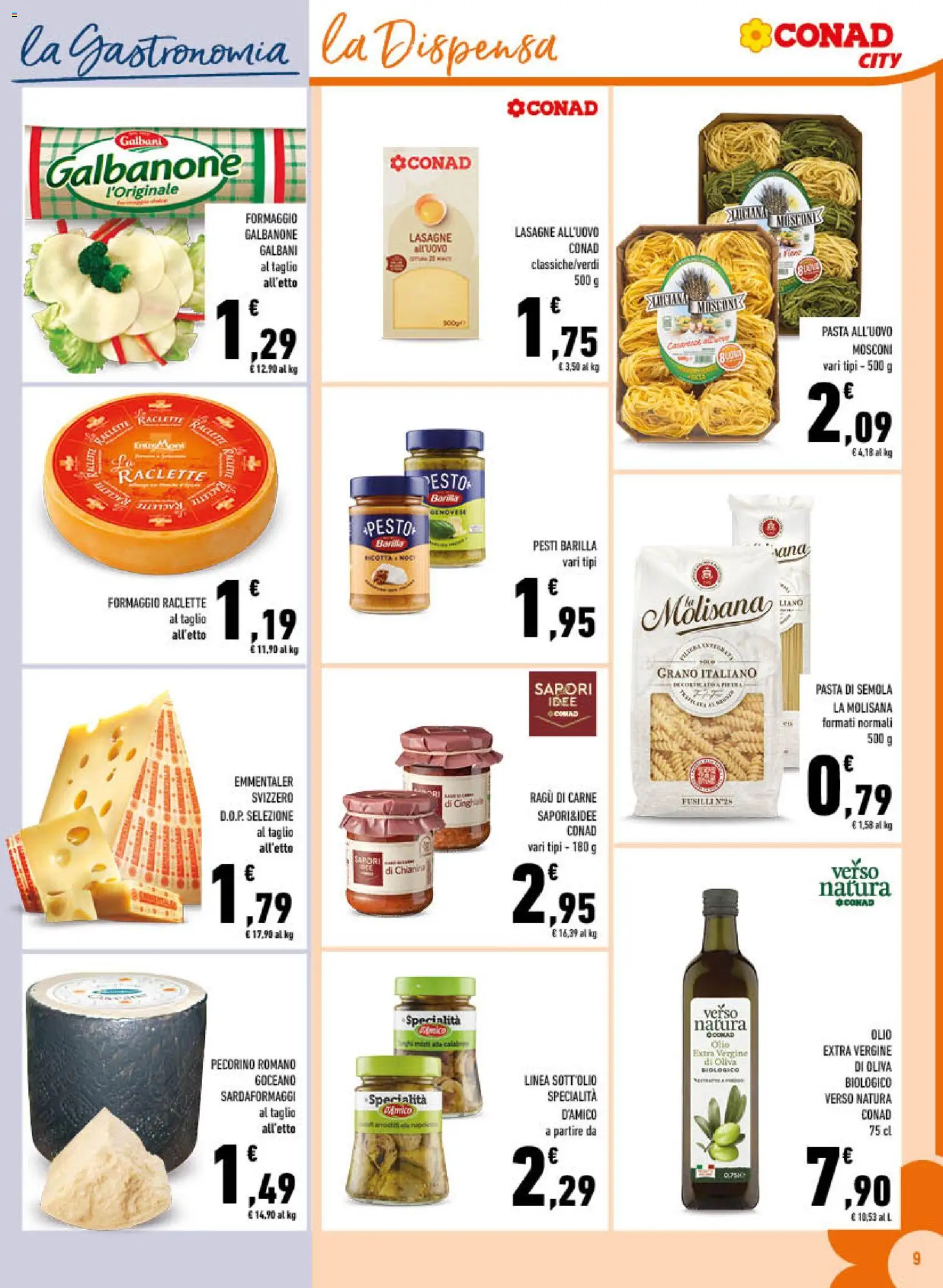 Volantino Conad del 19.11.2025 | Pagina: 9 | Prodotti: Pasta, Pesto, Olio extra vergine, Pecorino