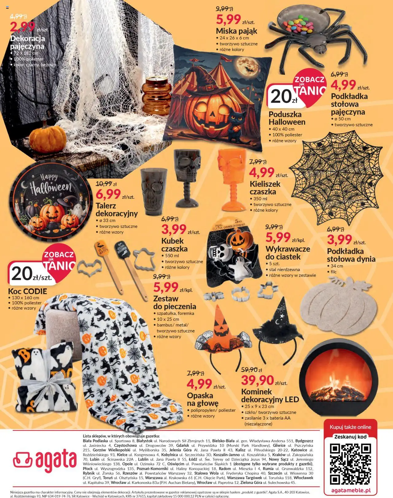 Salony Agata Gazetka od 24.09.2025 | Strona: 20 | Produkty: Dynia, Poduszka, Koc, Bateria