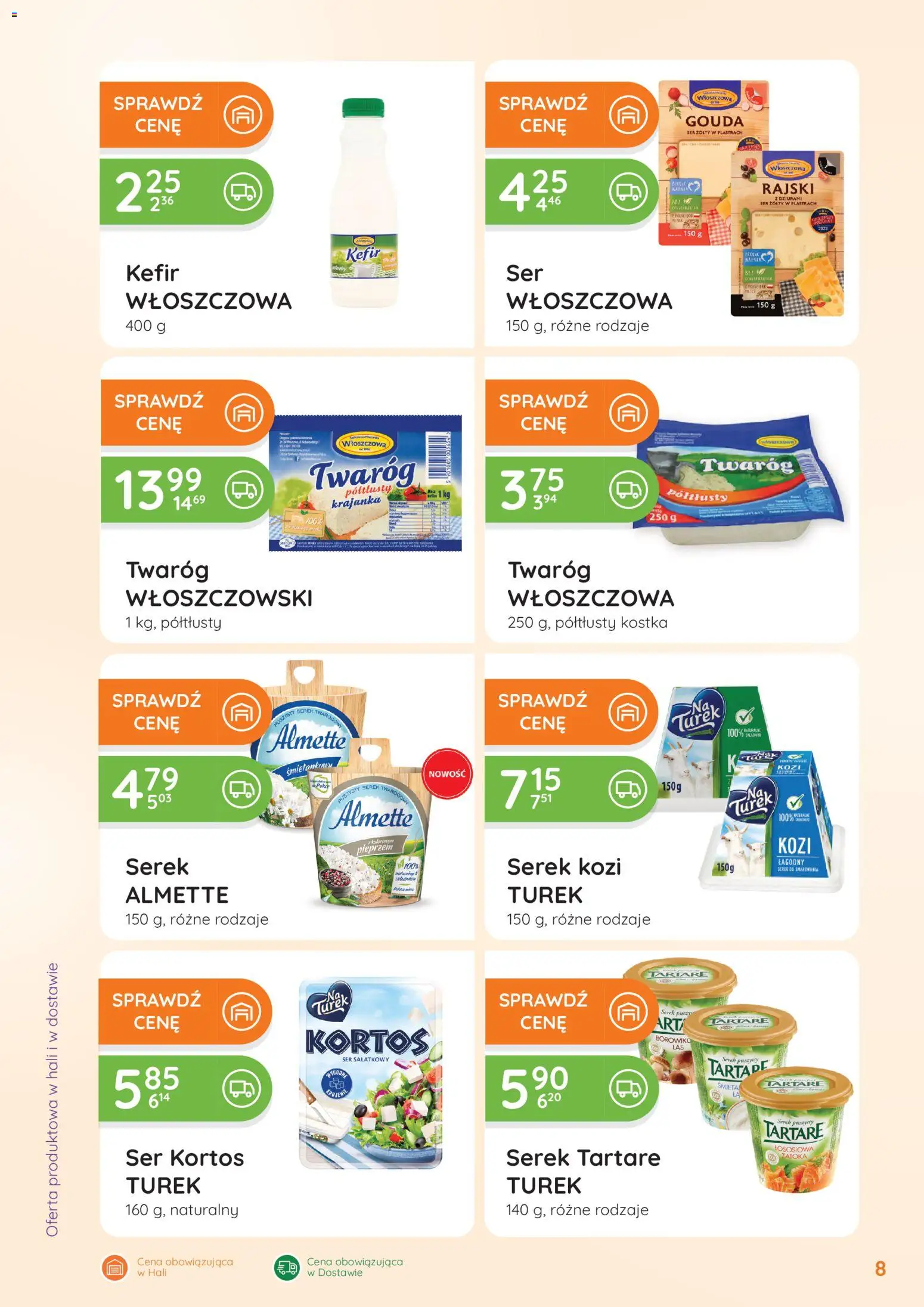 Eurocash Gazetka - Oferta Handlowa od 09.02.2026 | Strona: 8 | Produkty: Ser żółty, Kefir, Serek, Twaróg