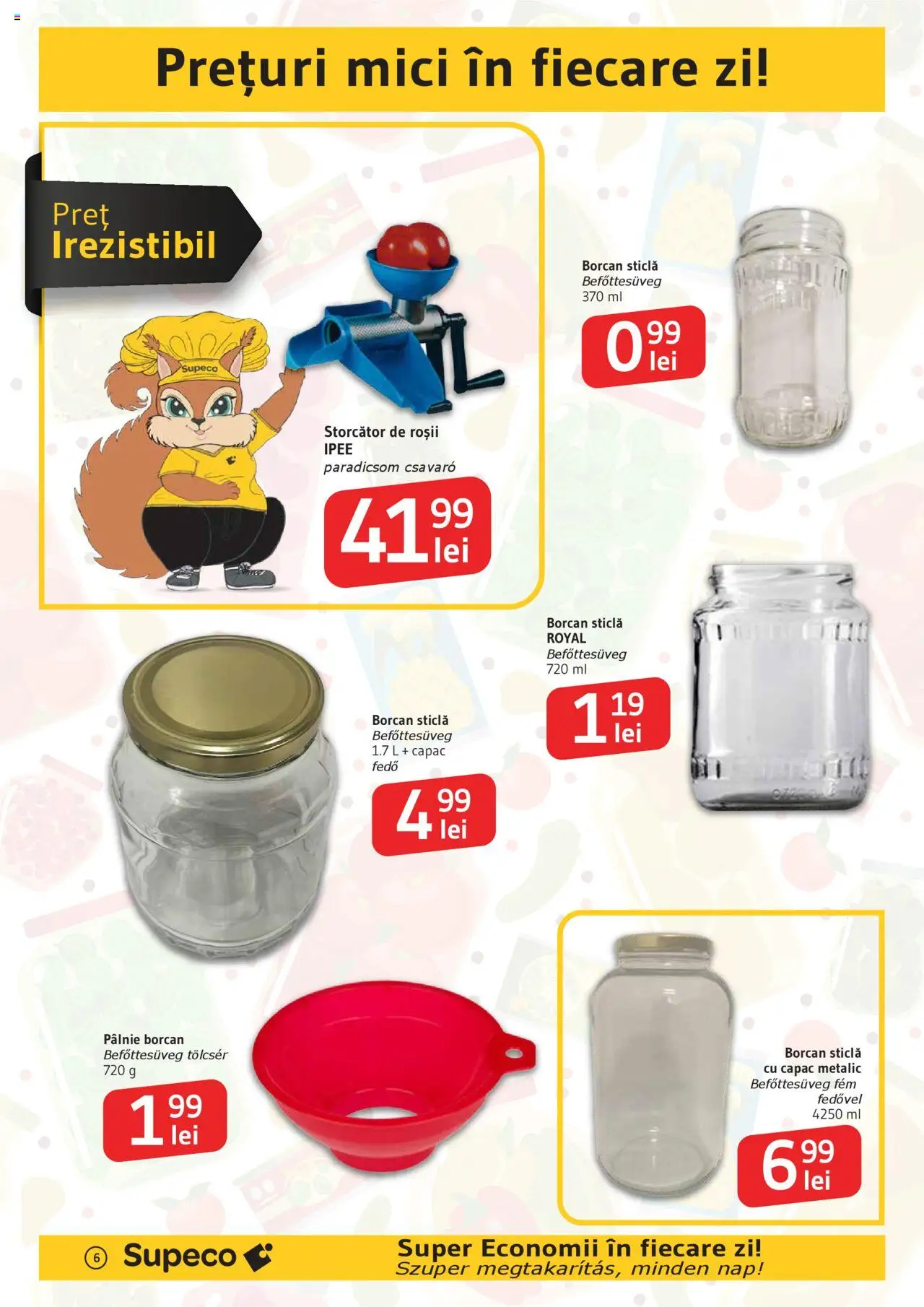 Catalog Supeco Bilingv – valabil de la 21.08.2025 | Pagină: 6 | Produse: Storcător, Mici, Borcan, Roșii