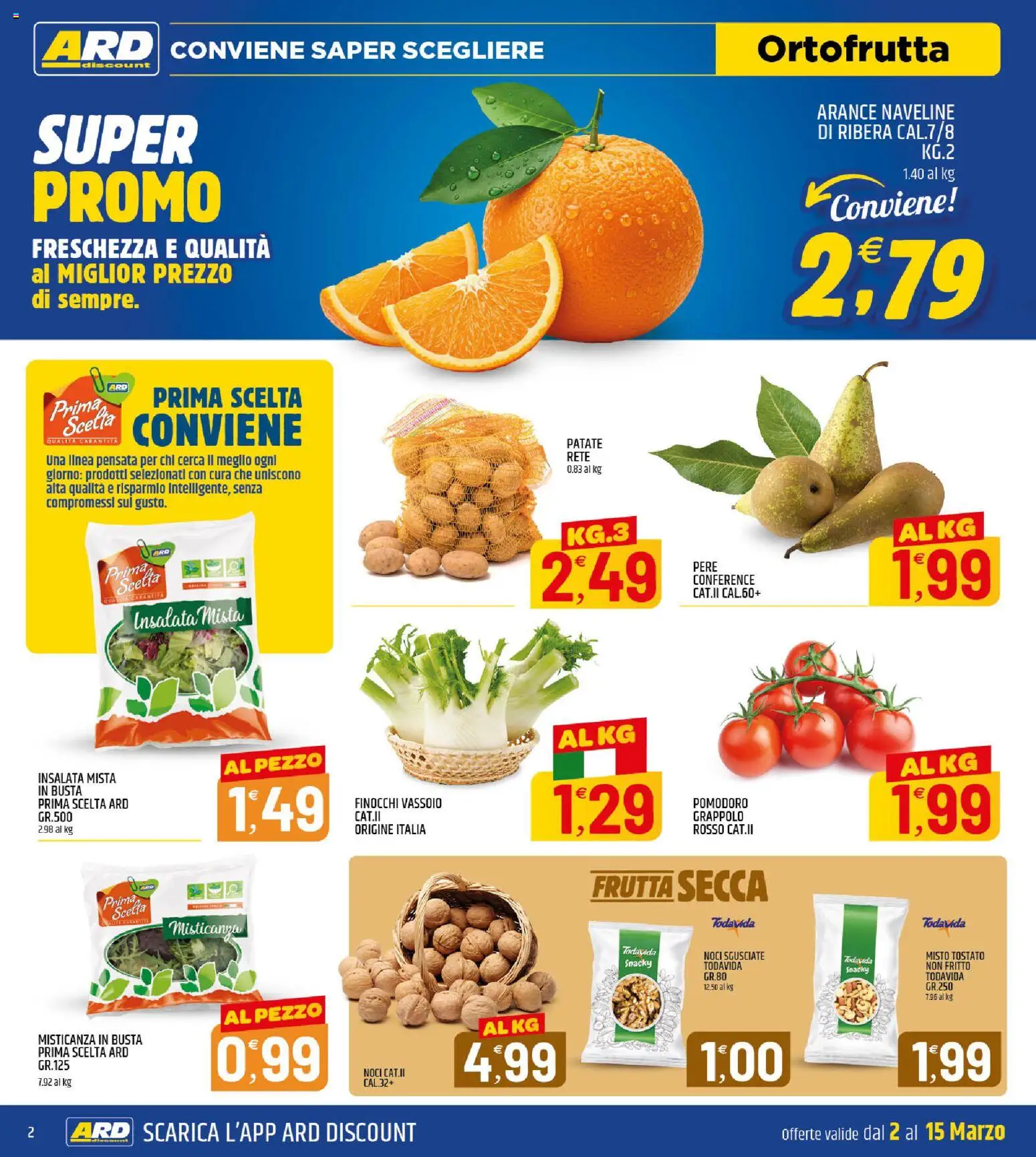 Volantino ARD Discount del 02.03.2026 | Pagina: 2 | Prodotti: Misticanza, Pomodoro, Noci, Finocchi