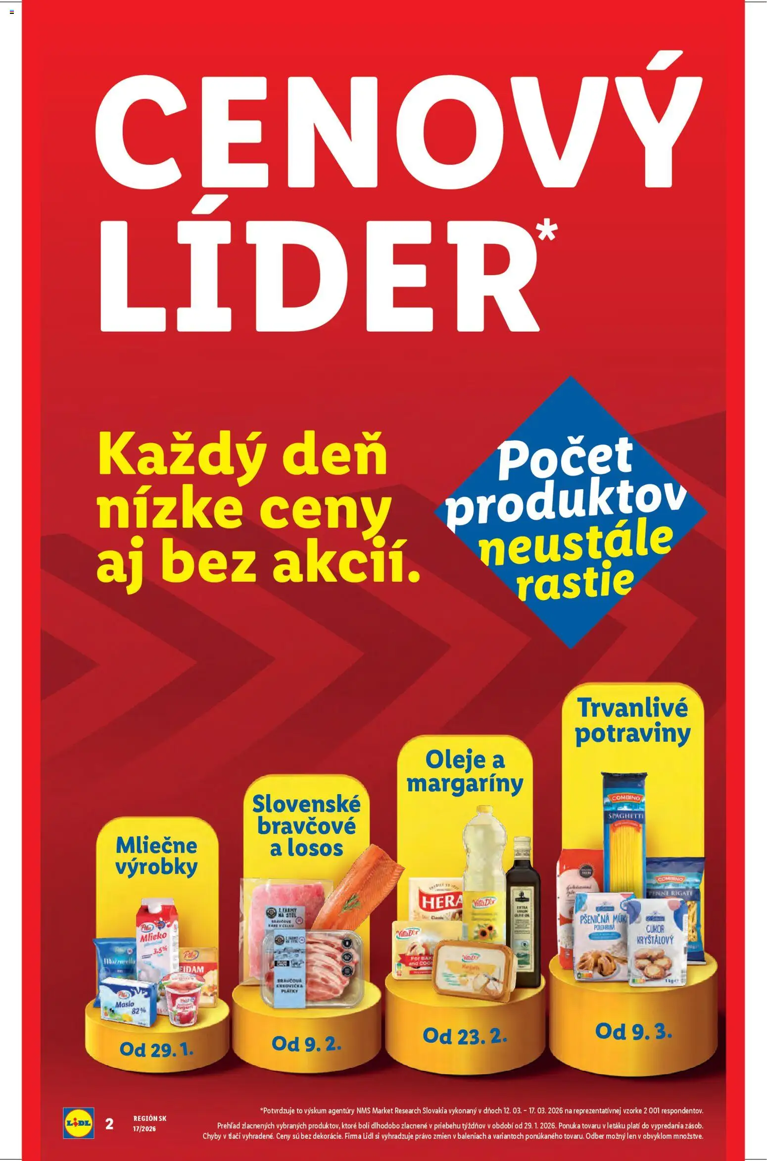 Nové Lidl akcie – leták je platný od 20.04.2026 | Strana: 2 | Produkty: Penne, Eidam, Losos, Hera