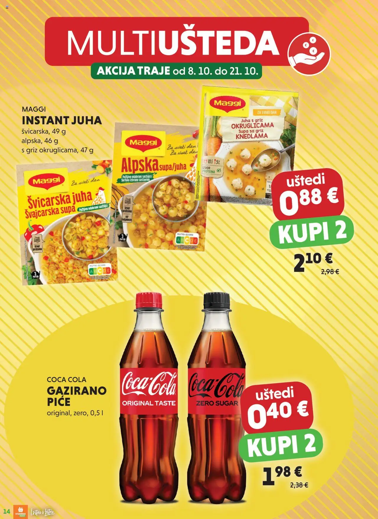 Studenac katalog | vrijedi od 08.10.2025 | Stranica: 14 | Proizvodi: Coca cola, Griz, Juha