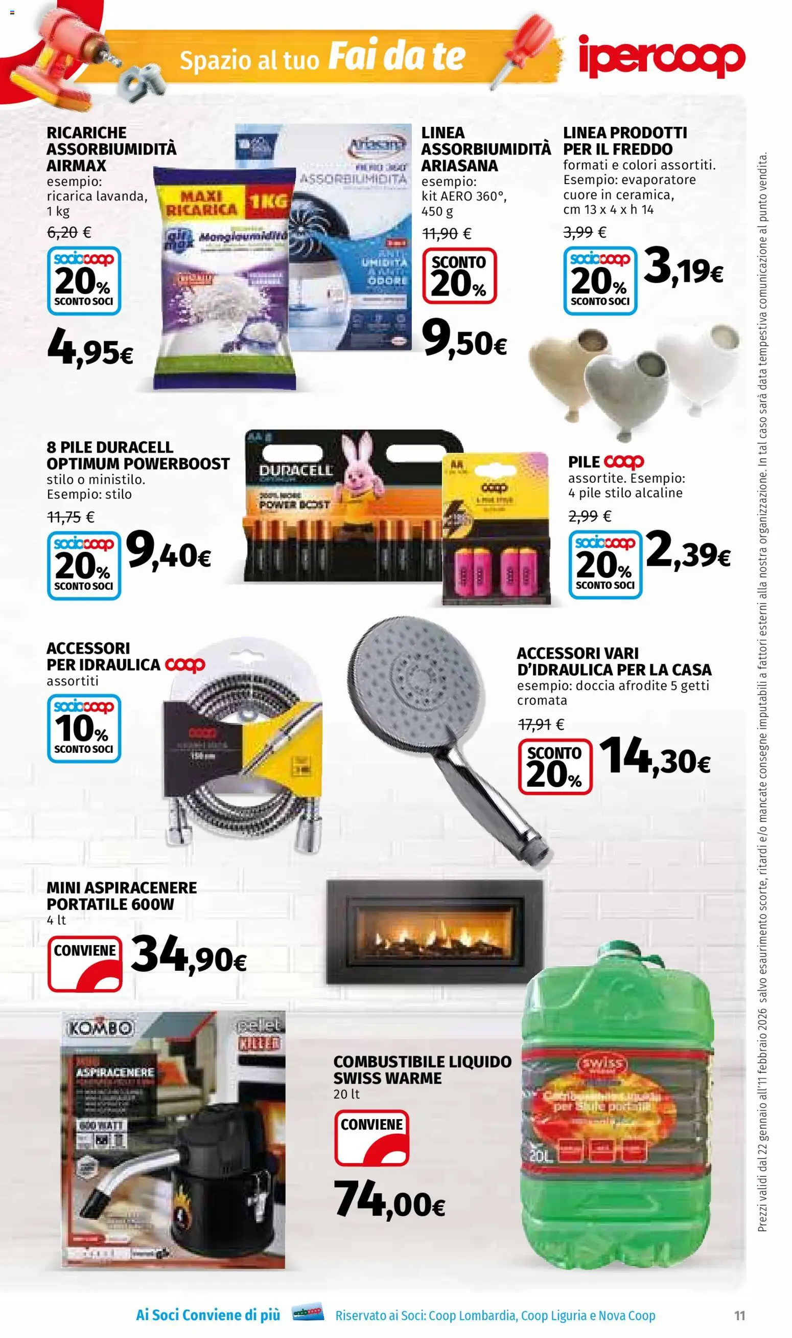 Volantino Ipercoop del 22.01.2026 | Pagina: 11 | Prodotti: Pellet, Aspiracenere, Data, Doccia