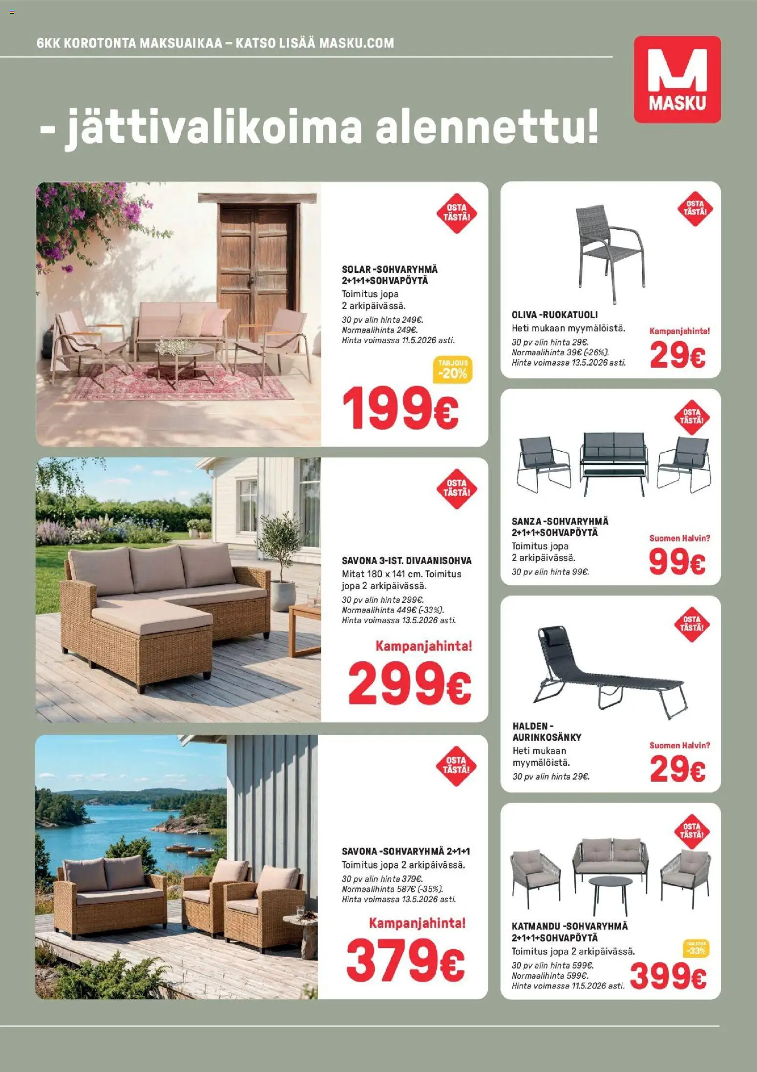 Masku tarjoukset – voimassa 28.04.2026 alkaen | Sivu: 3 | Tuotteet: Sohvaryhmä, Divaanisohva