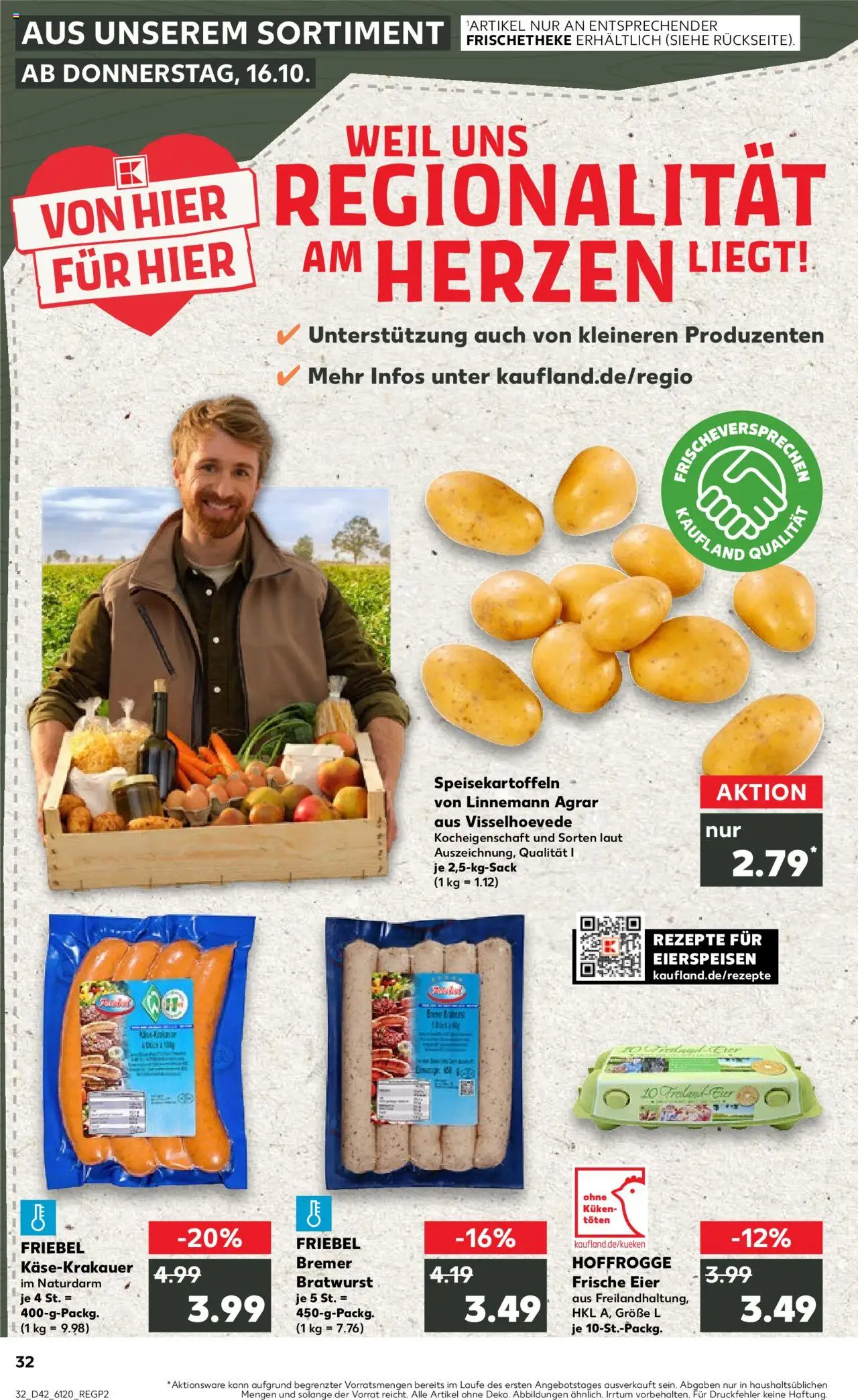Kaufland prospekt Bremen	 – gültig ab 19.10.2025 | Seite: 32 | Produkte: Eier, Bratwurst