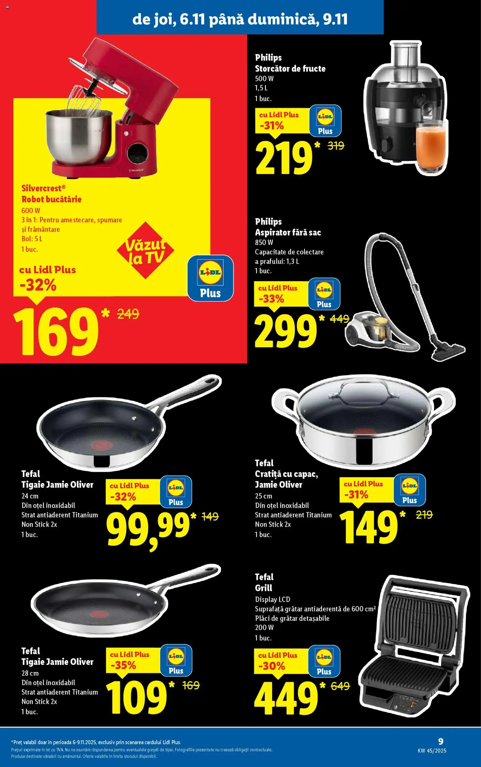 Noul catalog Lidl – valabil de la 03.11.2025 | Pagină: 9 | Produse: Aspirator, Robot, Storcător, Storcător de fructe