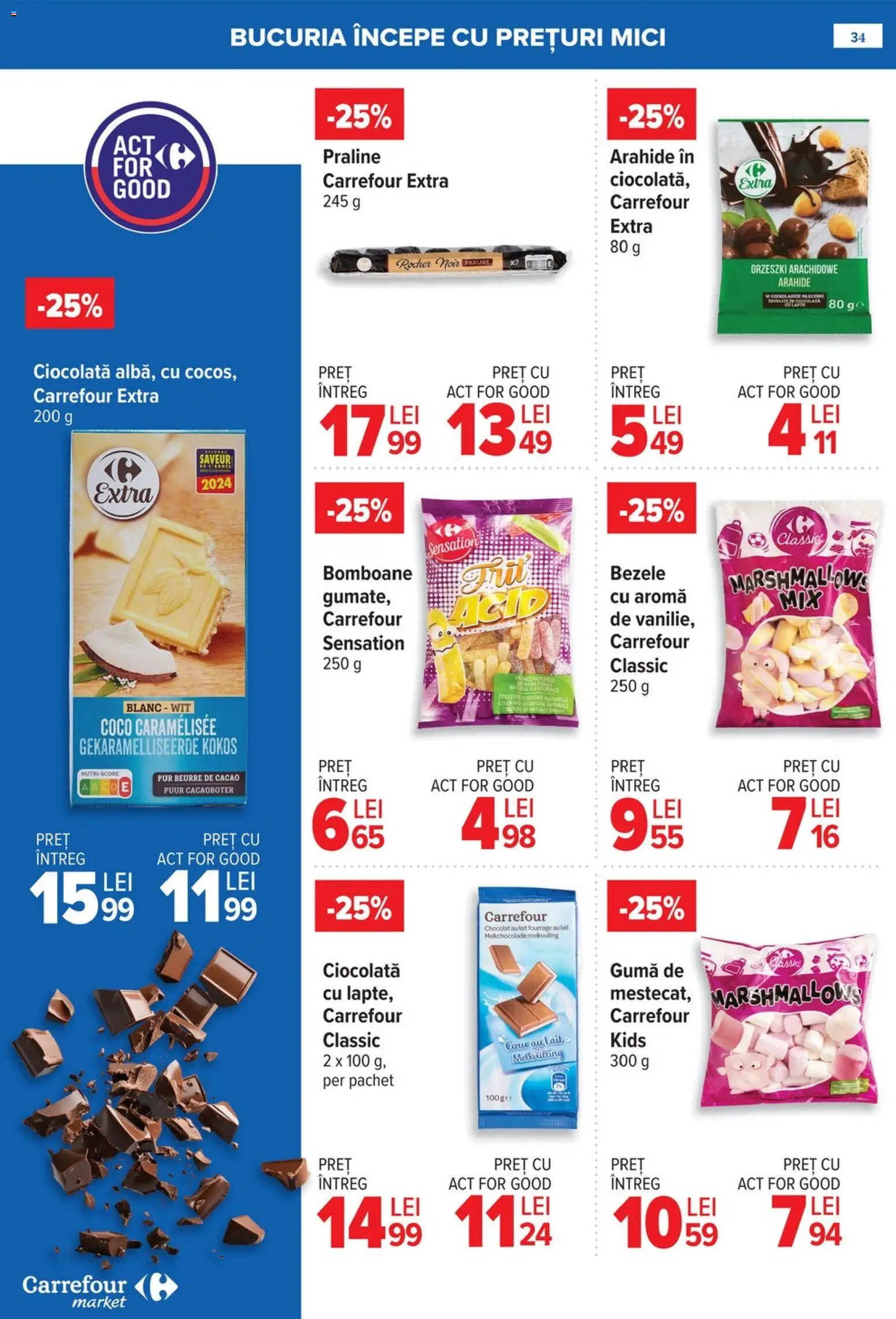 Noul catalog Carrefour – valabil de la 21.01.2026 | Pagină: 34 | Produse: Mici, Arahide, Praline, Cacao