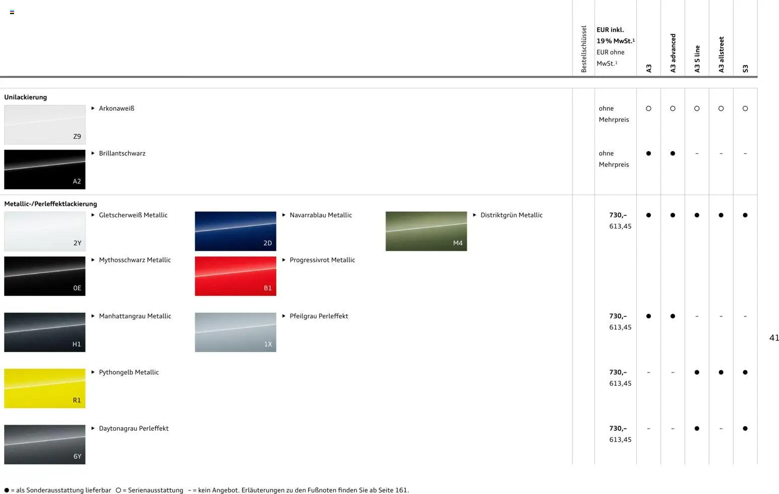 Audi A3 – gültig ab 28.10.2025 | Seite: 41