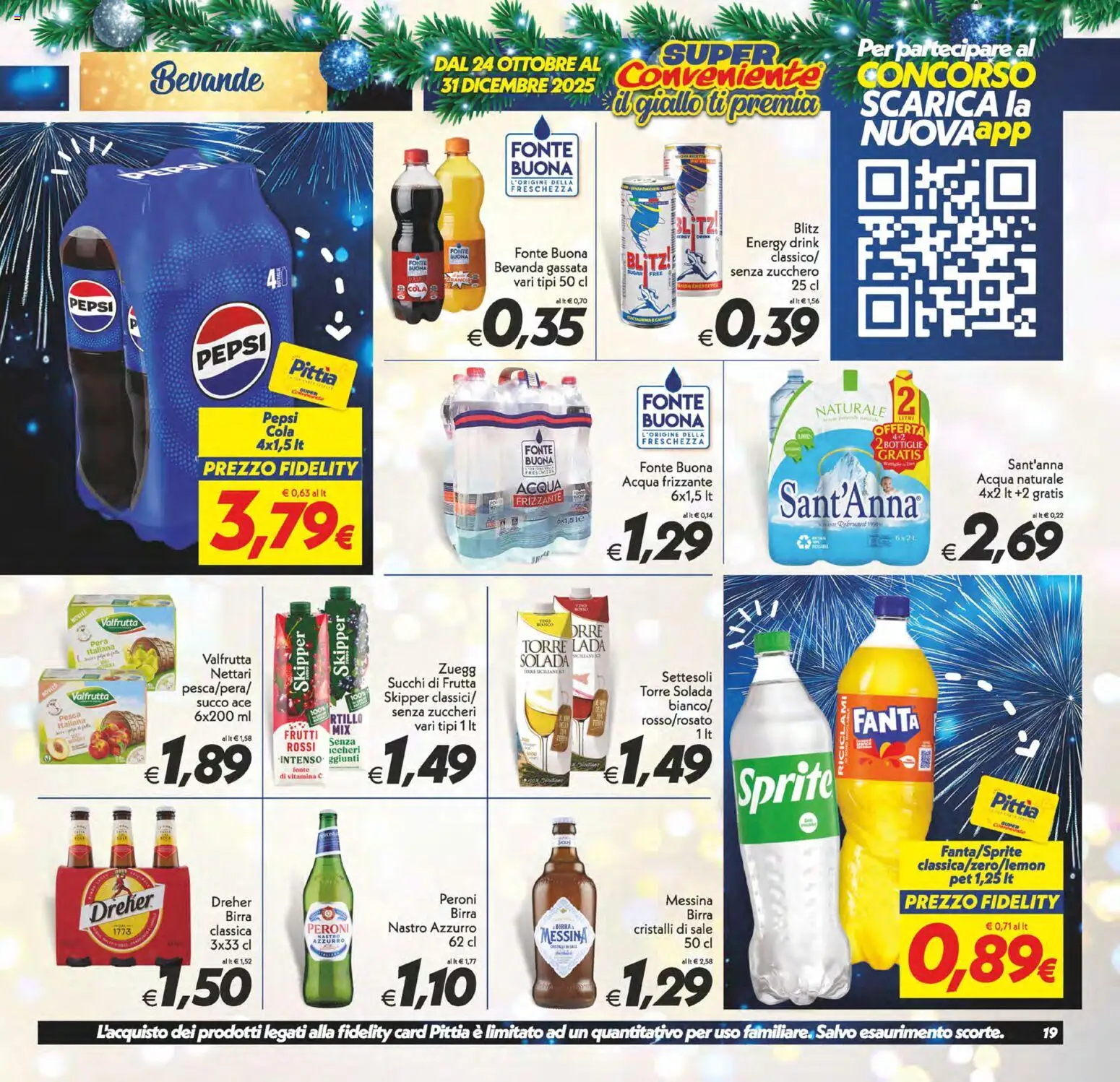 Volantino SuperConveniente del 27.12.2025 | Pagina: 19 | Prodotti: Birra, Acqua, Zucchero, Pepsi