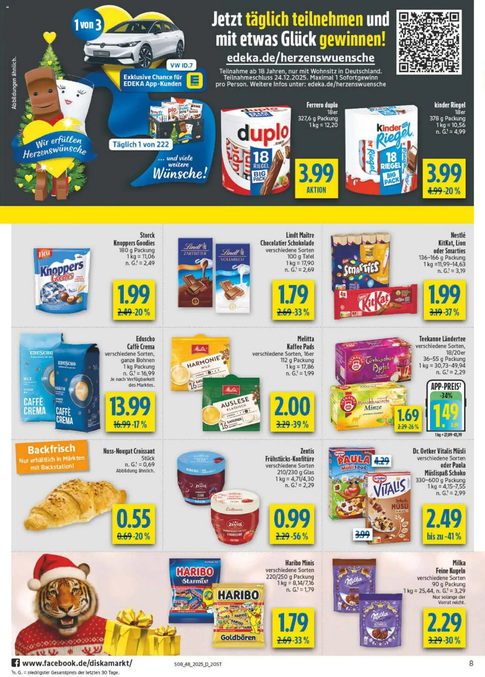 Diska - Diska Angebote Sachsen-Thüringen KW48 – gültig ab 24.11.2025 | Seite: 8 | Produkte: Haribo, Kinder riegel, Croissant, Eduscho