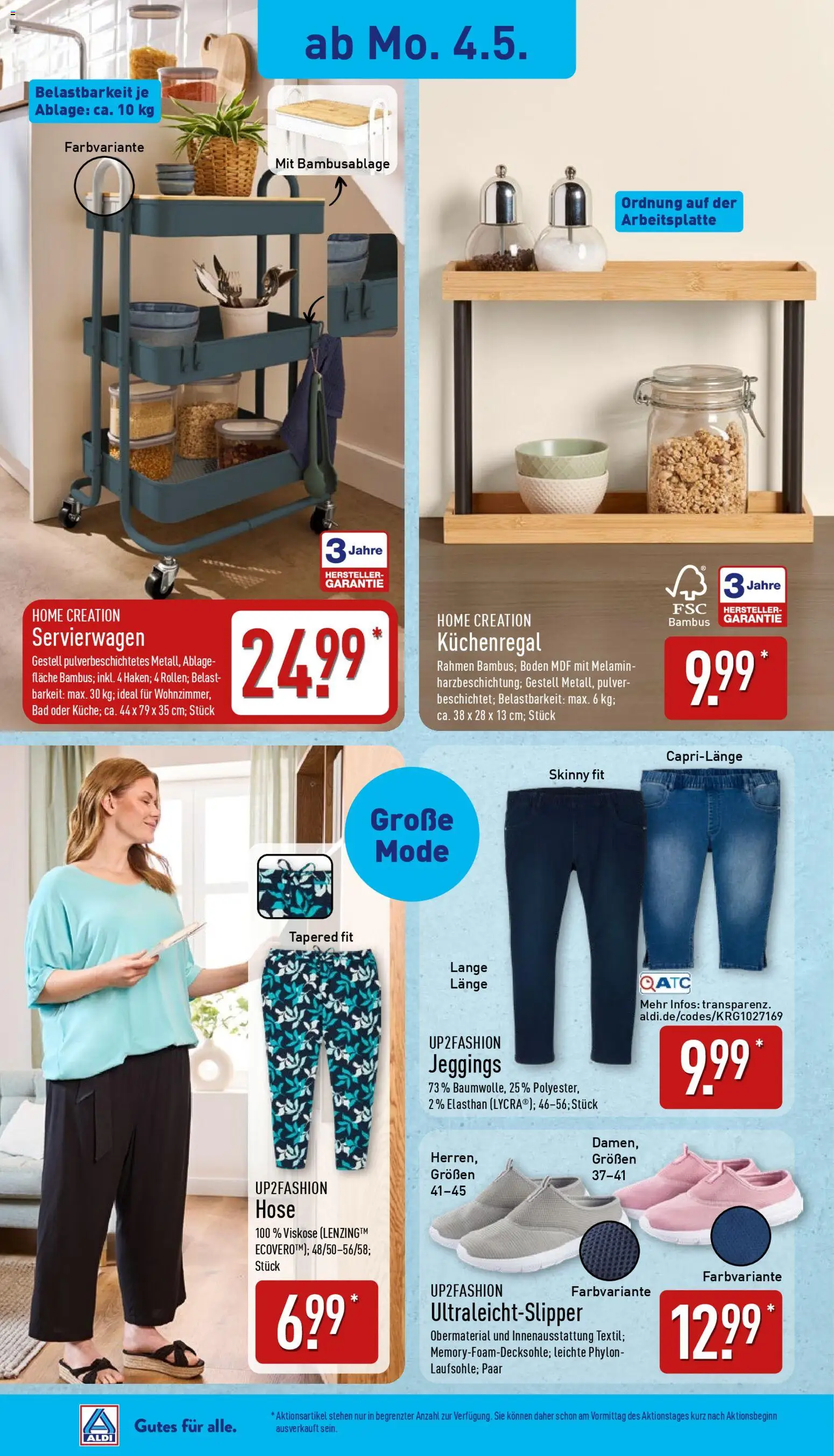 Aldi Ausblick – gültig ab 04.05.2026 | Seite: 7 | Produkte: Servierwagen, Bad, Hose, Home creation