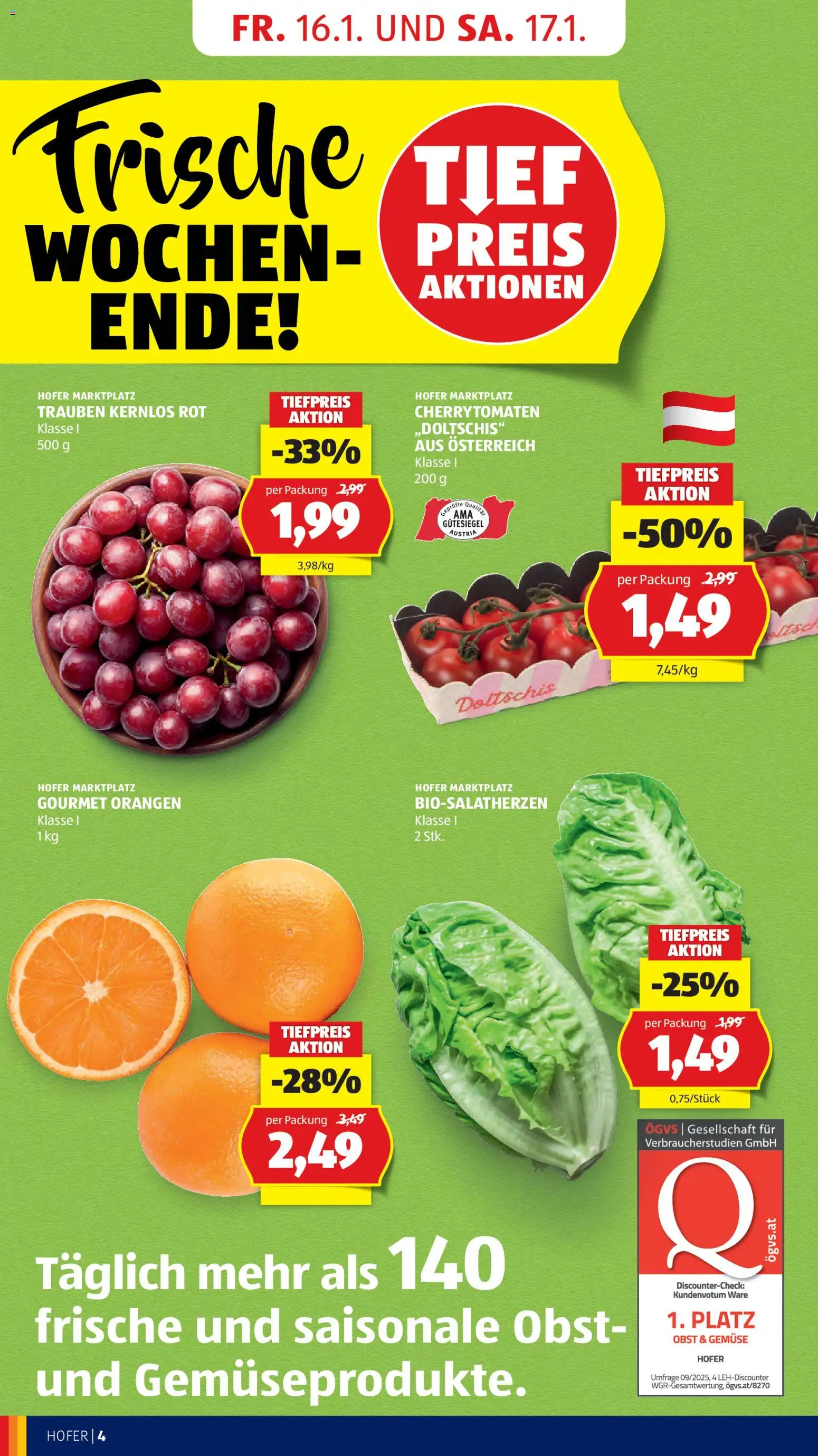 Hofer Flugblatt gültig ab 14.01.2026 | Seite: 6 | Produkte: Gemüse, Obst, Orangen
