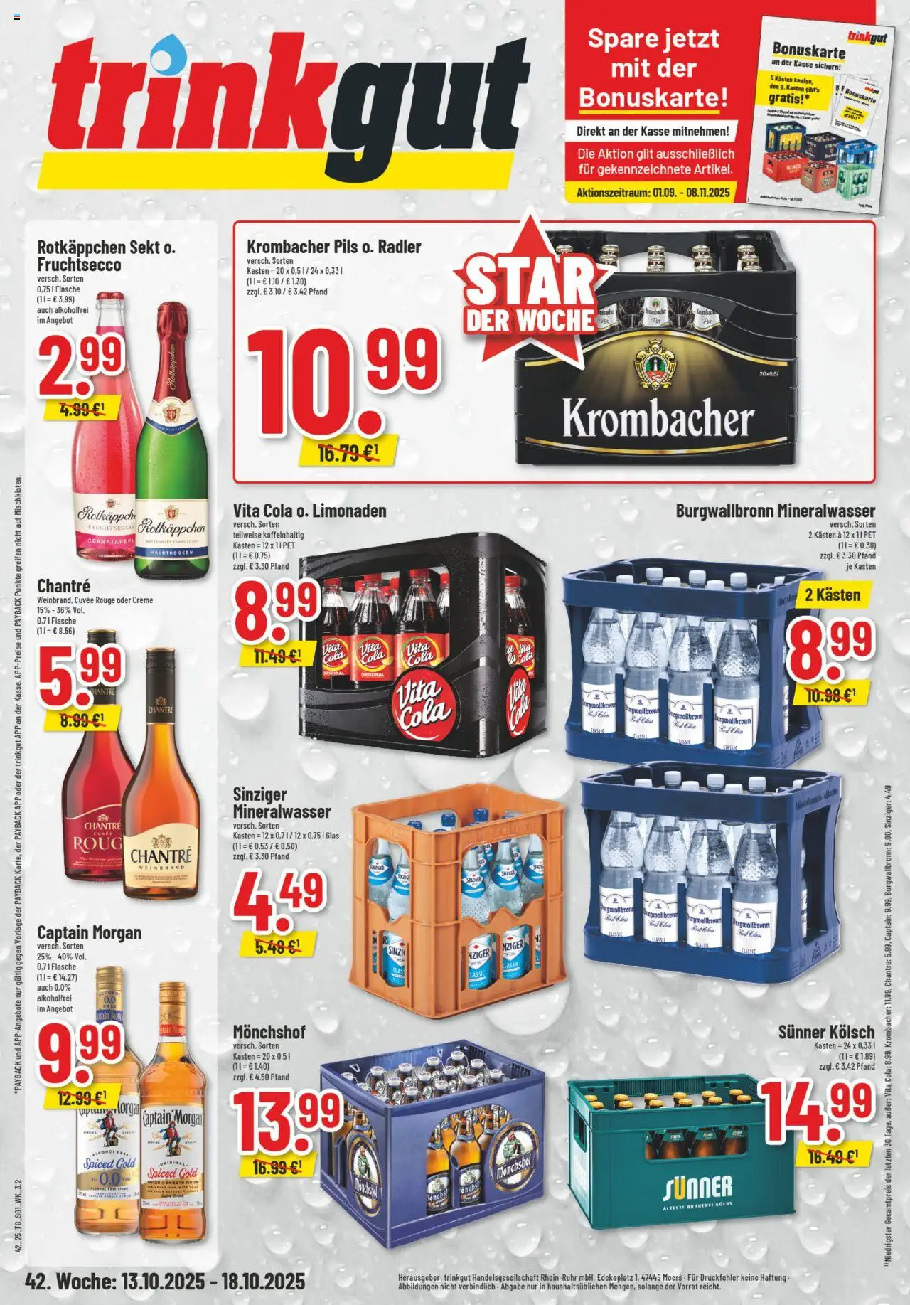 Trinkgut Prospekt – gültig ab 13.10.2025 | Seite: 1 | Produkte: Creme, Radler, Chantré, Krombacher