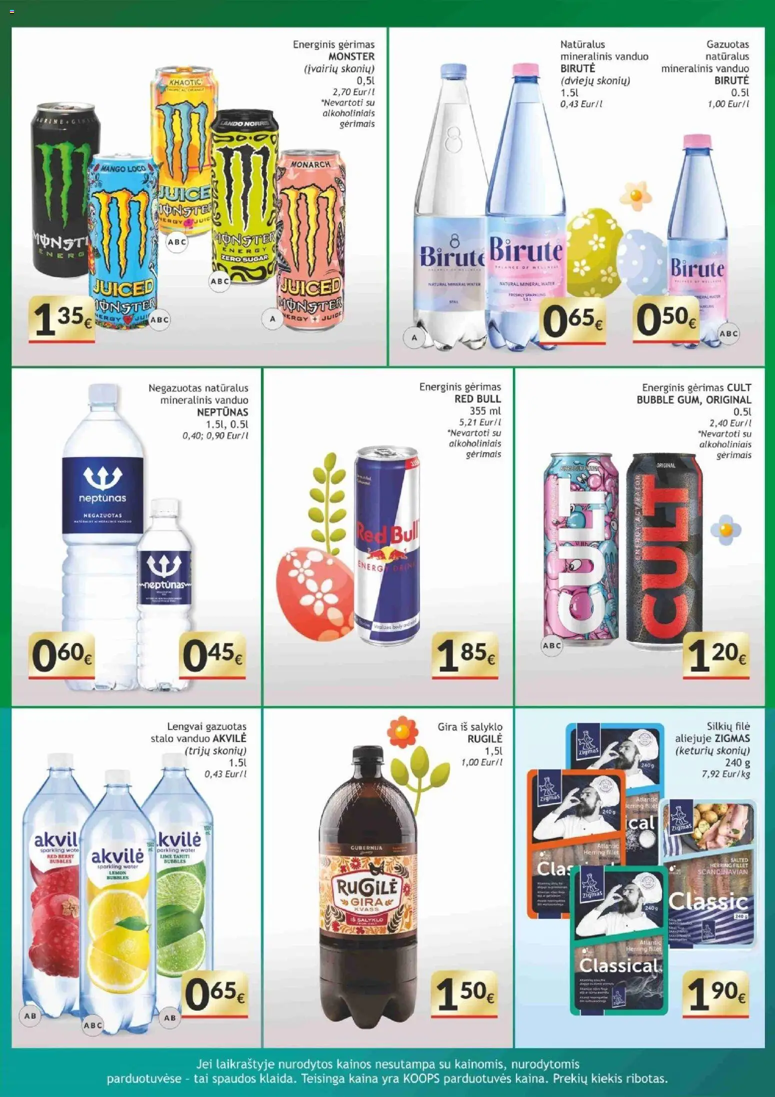 Koops akcijos nuo 30.03.2026 | Puslapis: 11 | Prekių: Energinis gėrimas, Silkių filė, Mineralinis vanduo