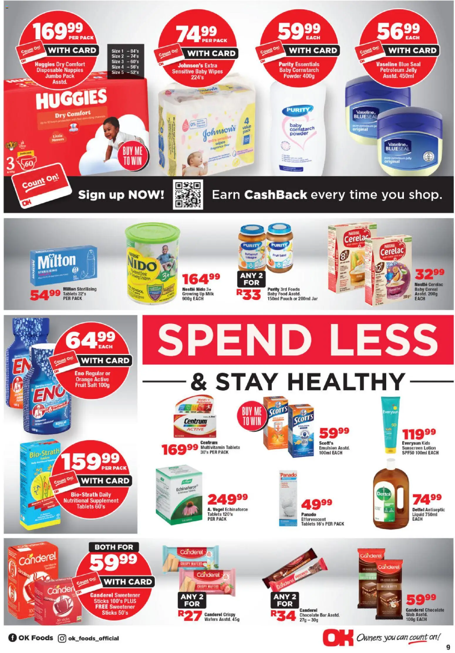 New OK Foods catalogue – valid from 25.11.2025 | Page: 9 | Products: Sweetener, Fragrance, Petroleum jelly, Nappies