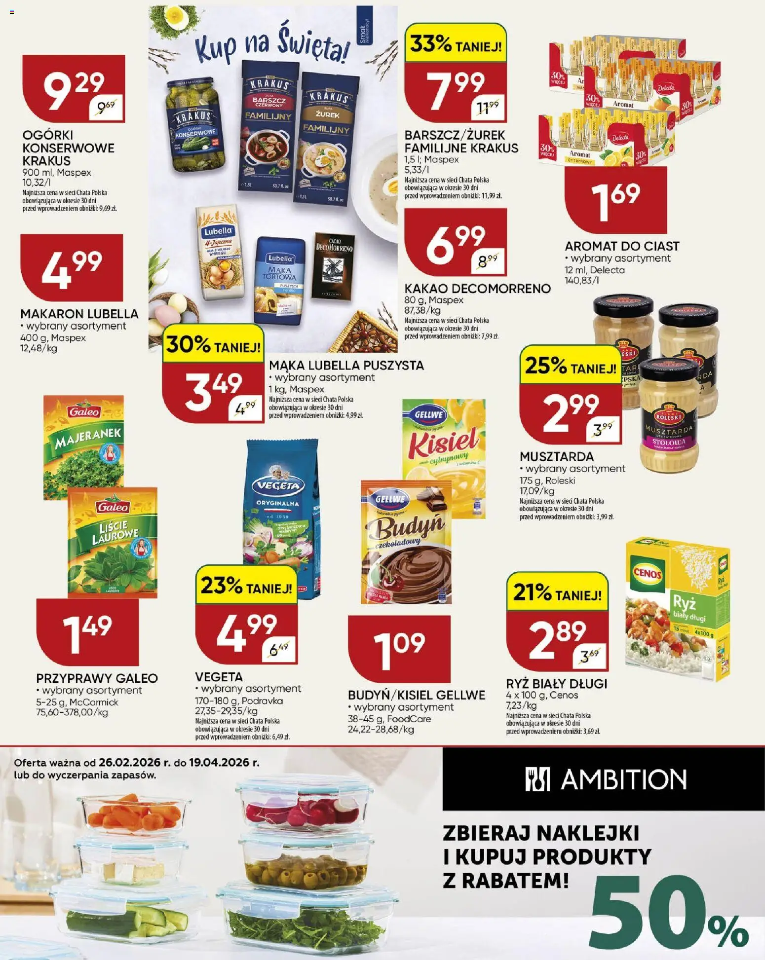 Chata Polska gazetka od 26.03.2026 | Strona: 12 | Produkty: Barszcz, Kakao, Musztarda, Przyprawy