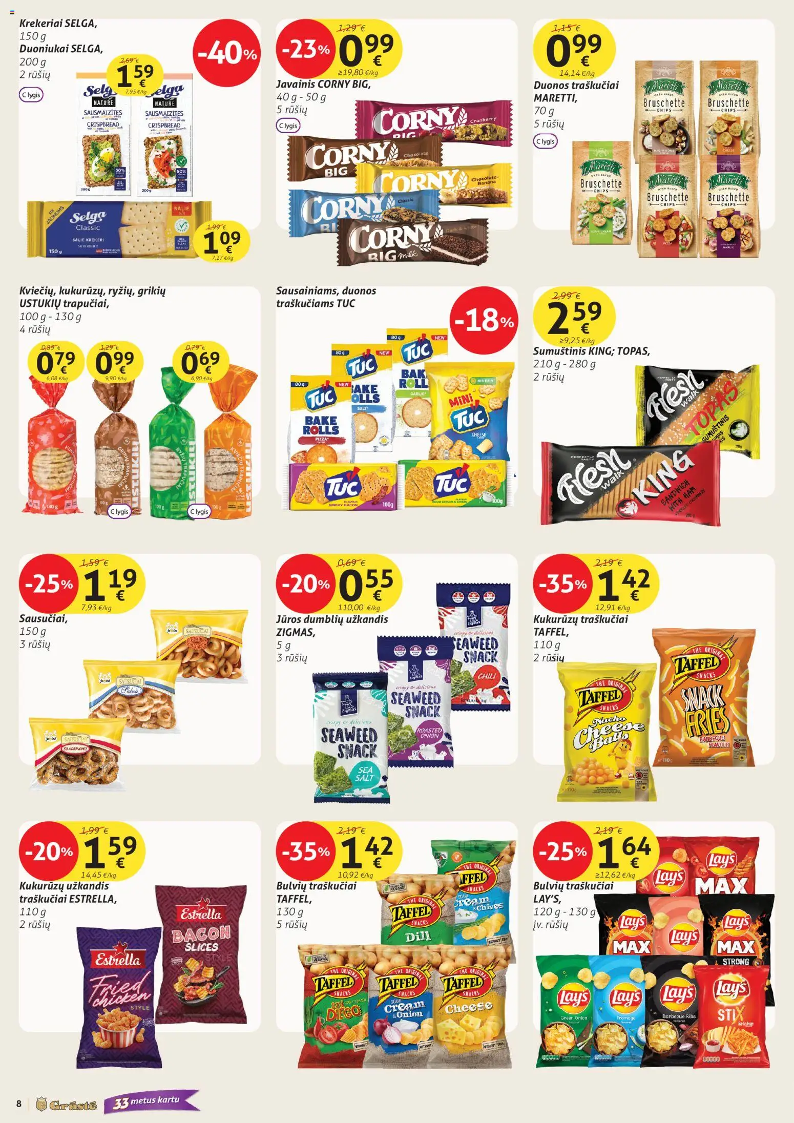 GRUSTE akcijos nuo 02.11.2025 | Puslapis: 8 | Prekių: Sumuštinis, Traškučiai