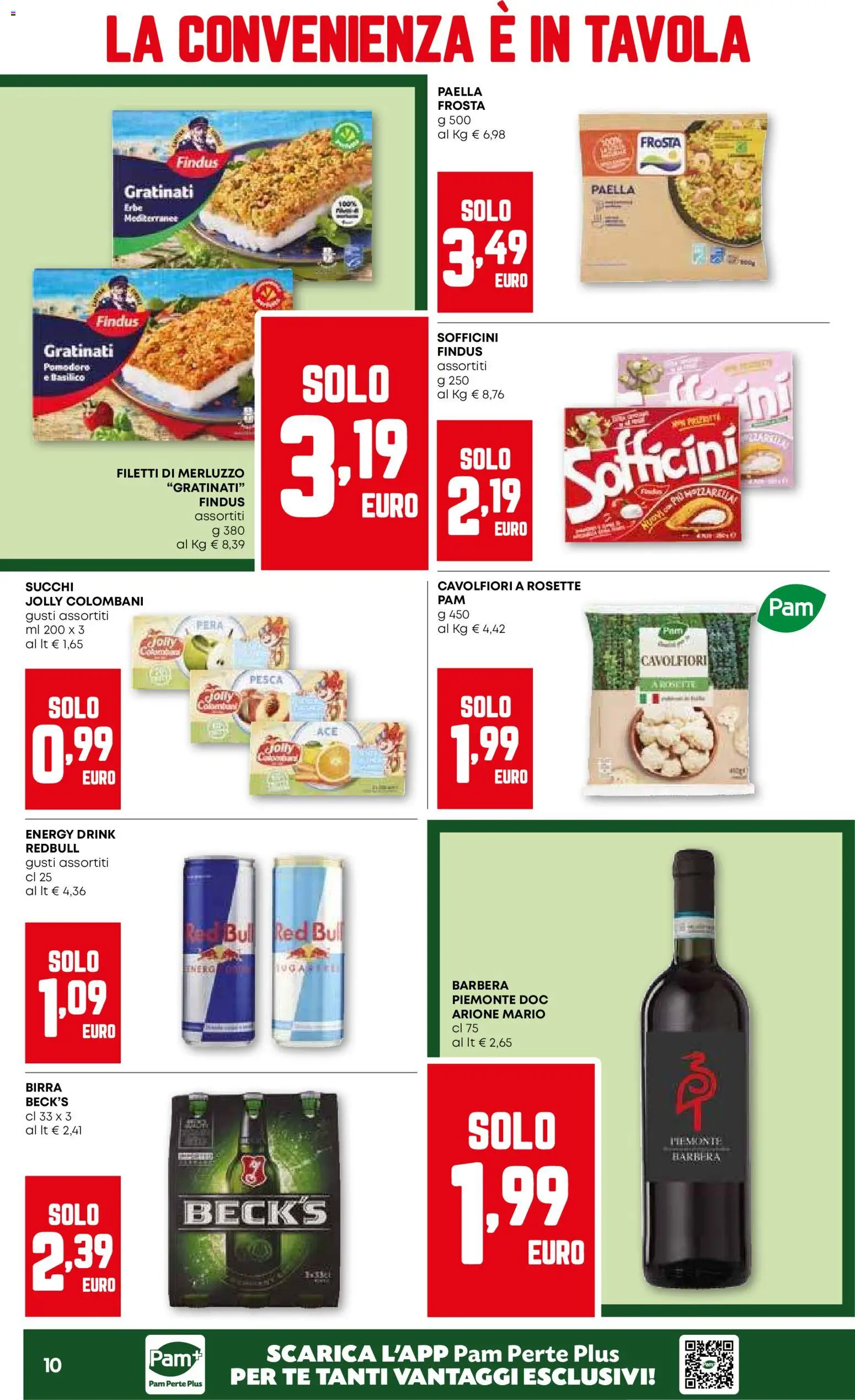 Volantino PAM del 29.01.2026 | Pagina: 10 | Prodotti: Birra, Merluzzo, Pesca, Red Bull