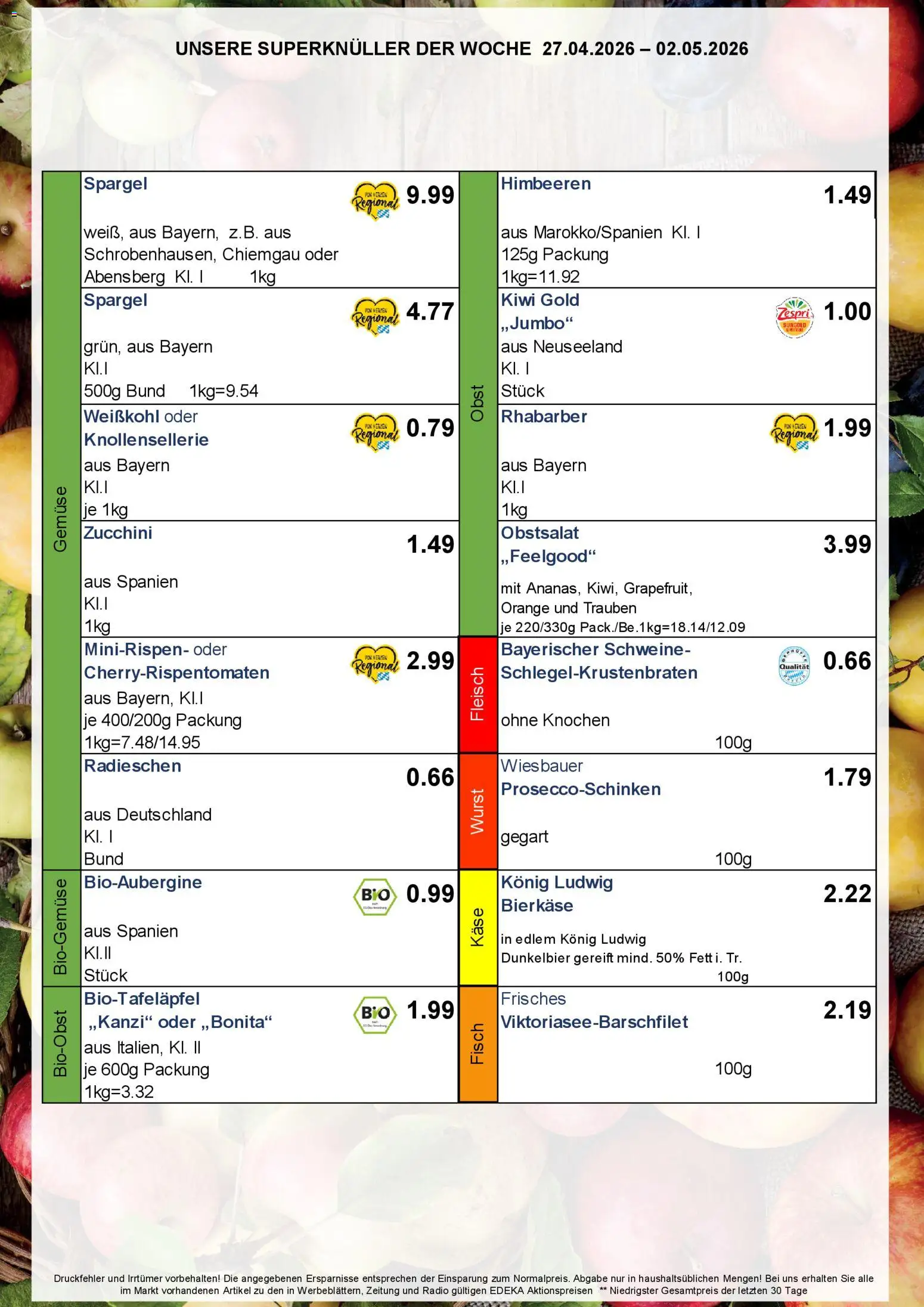 Simmel Bayern – gültig ab 27.04.2026 | Seite: 8 | Produkte: Himbeeren, Obst, Zucchini, Fleisch