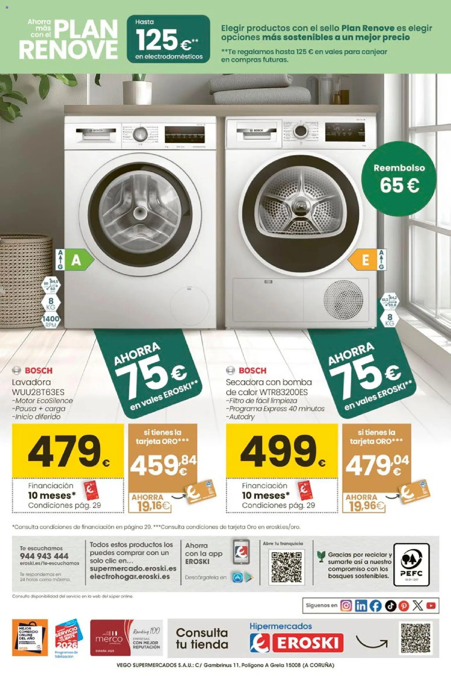 Eroski -  Qué agusto │ válido desde el 07.01.2026 | Página: 32 | Productos: Té, Lavadora, Secadora