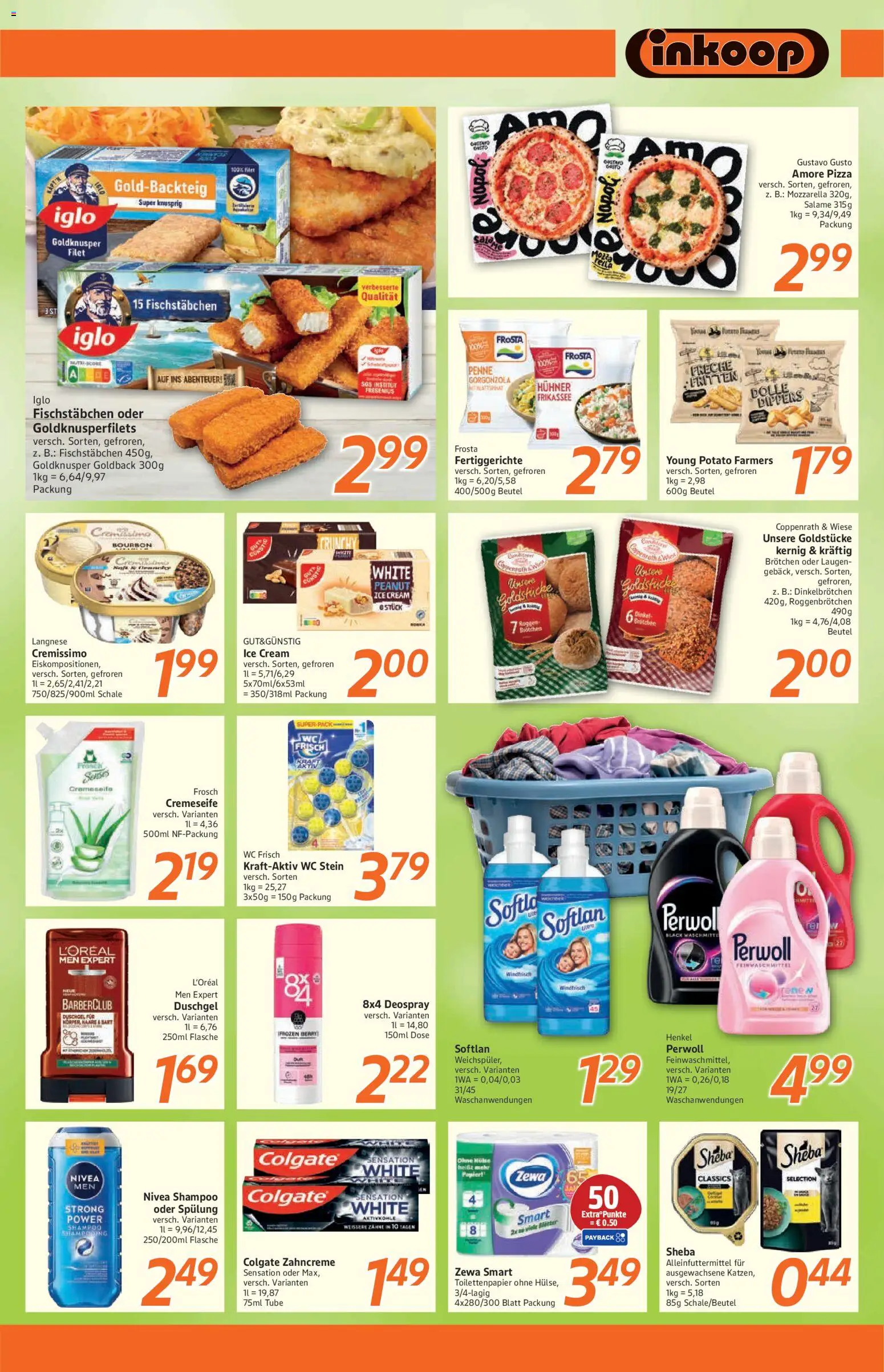 Inkoop Prospekt 	 – gültig ab 09.03.2026 | Seite: 6 | Produkte: Frosta, Fischstabchen, Fertiggerichte, Deospray