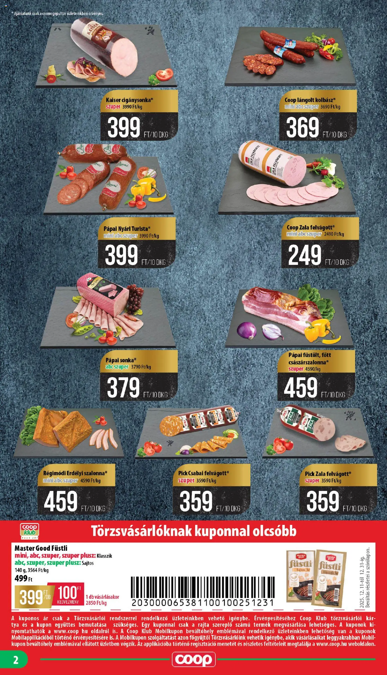 COOP akciós ujság - amely érvényes a következő dátumtól: 11.12.2025 | Oldal: 2 | Termékek: Pick, Felvágott