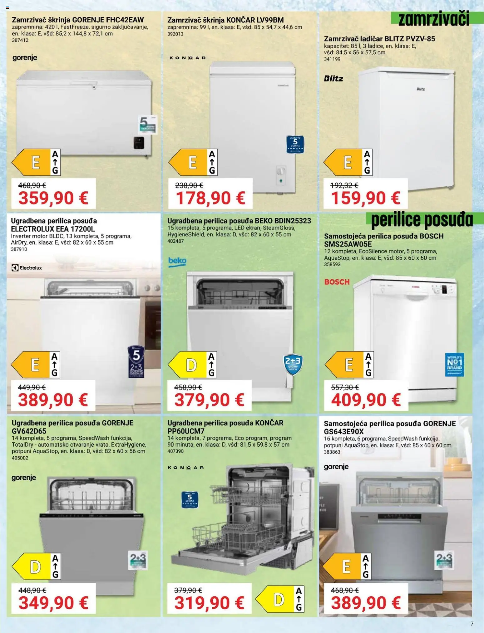 Pevex katalog | vrijedi od 05.02.2026 | Stranica: 7 | Proizvodi: Perilica posuđa, Zamrzivač