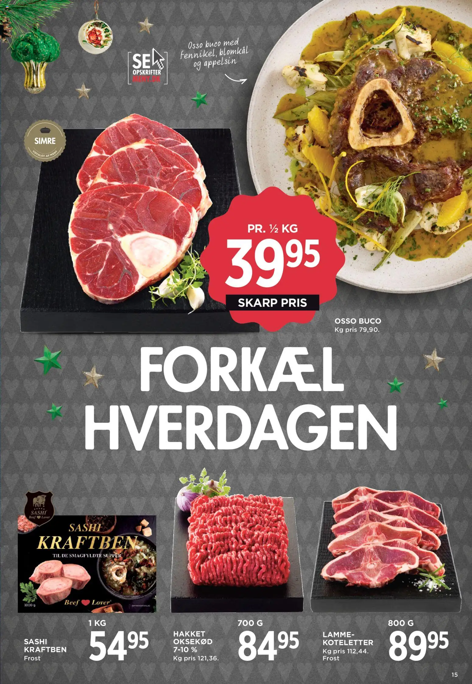 Meny tilbudsavis – gyldig fra 12.12.2025 | Side: 20 | Produkter: Koteletter, Oksekød, Blomkål