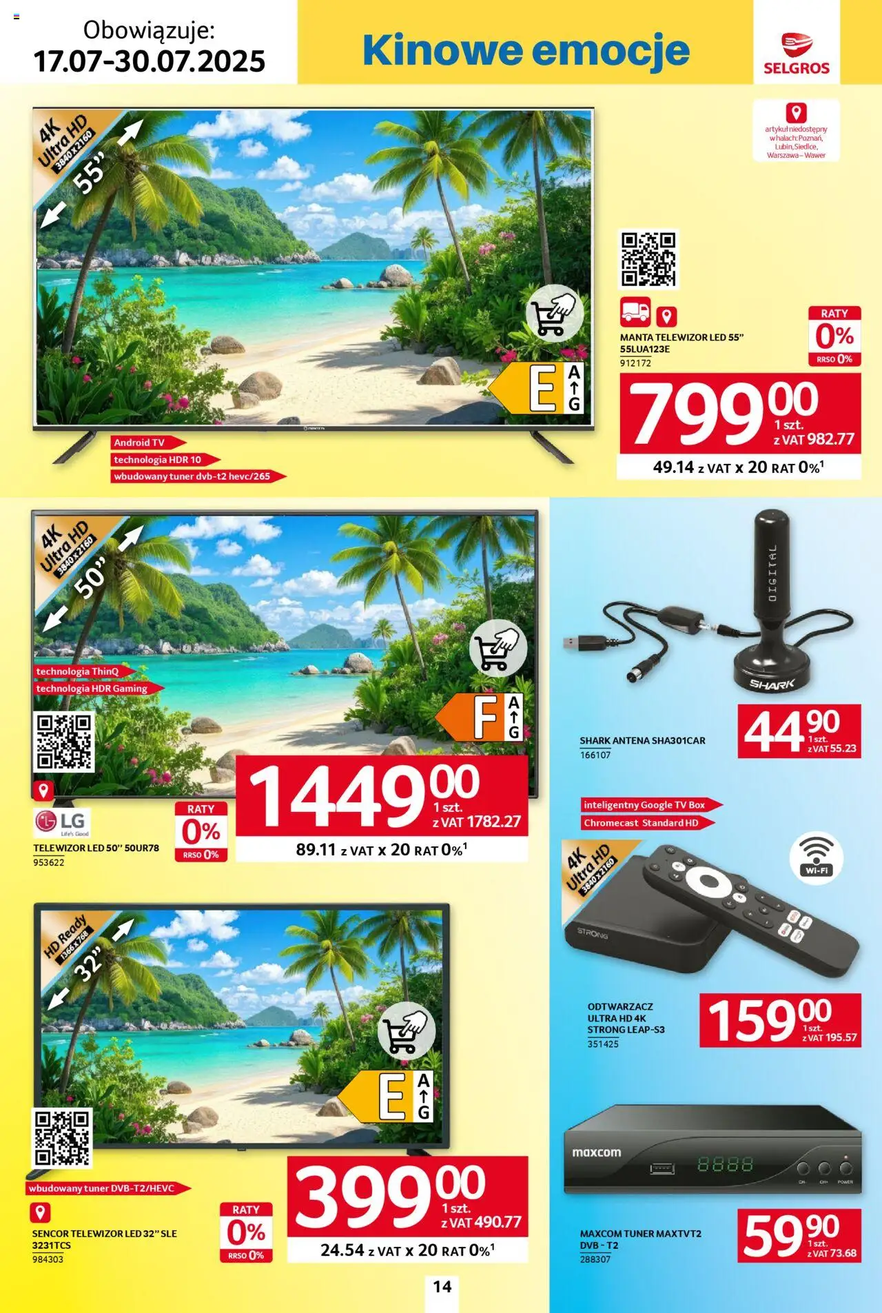 Selgros cash&carry Gazetka - Hot Summer od 17.07.2025 | Strona: 14 | Produkty: Telewizor