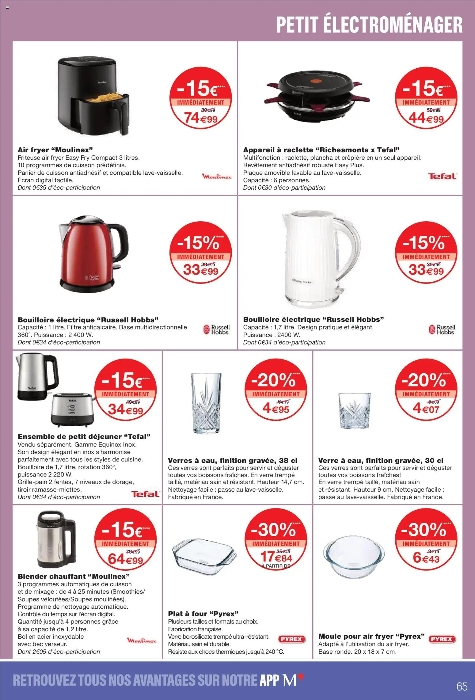 {H1} | Page: 65 | Produits: Bouilloire, Crêpière, Tefal, Blender chauffant